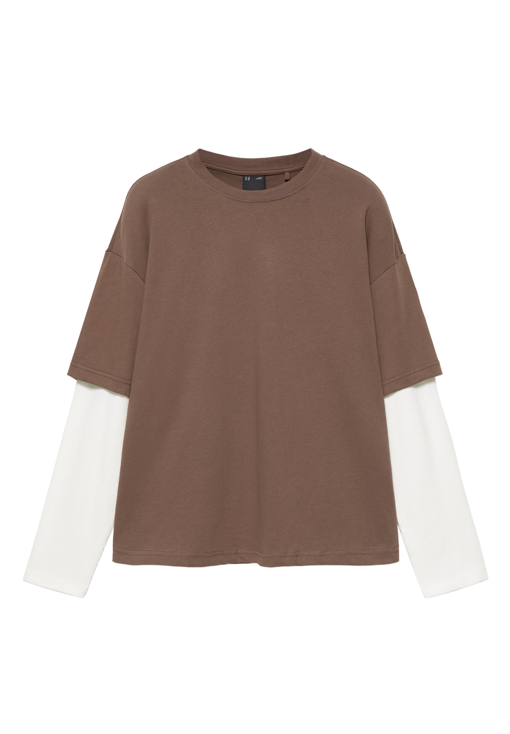 Double-layer long sleeve T-shirt — Brown