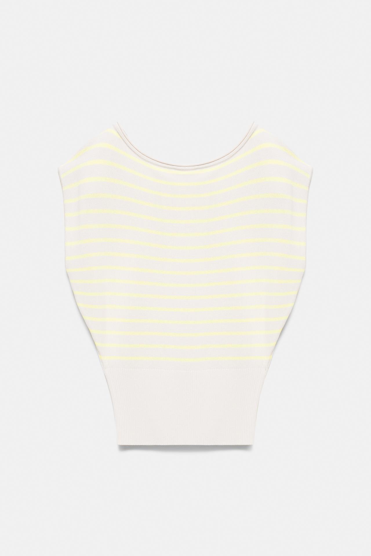 Short sleeve asymmetric knit top — Yellow