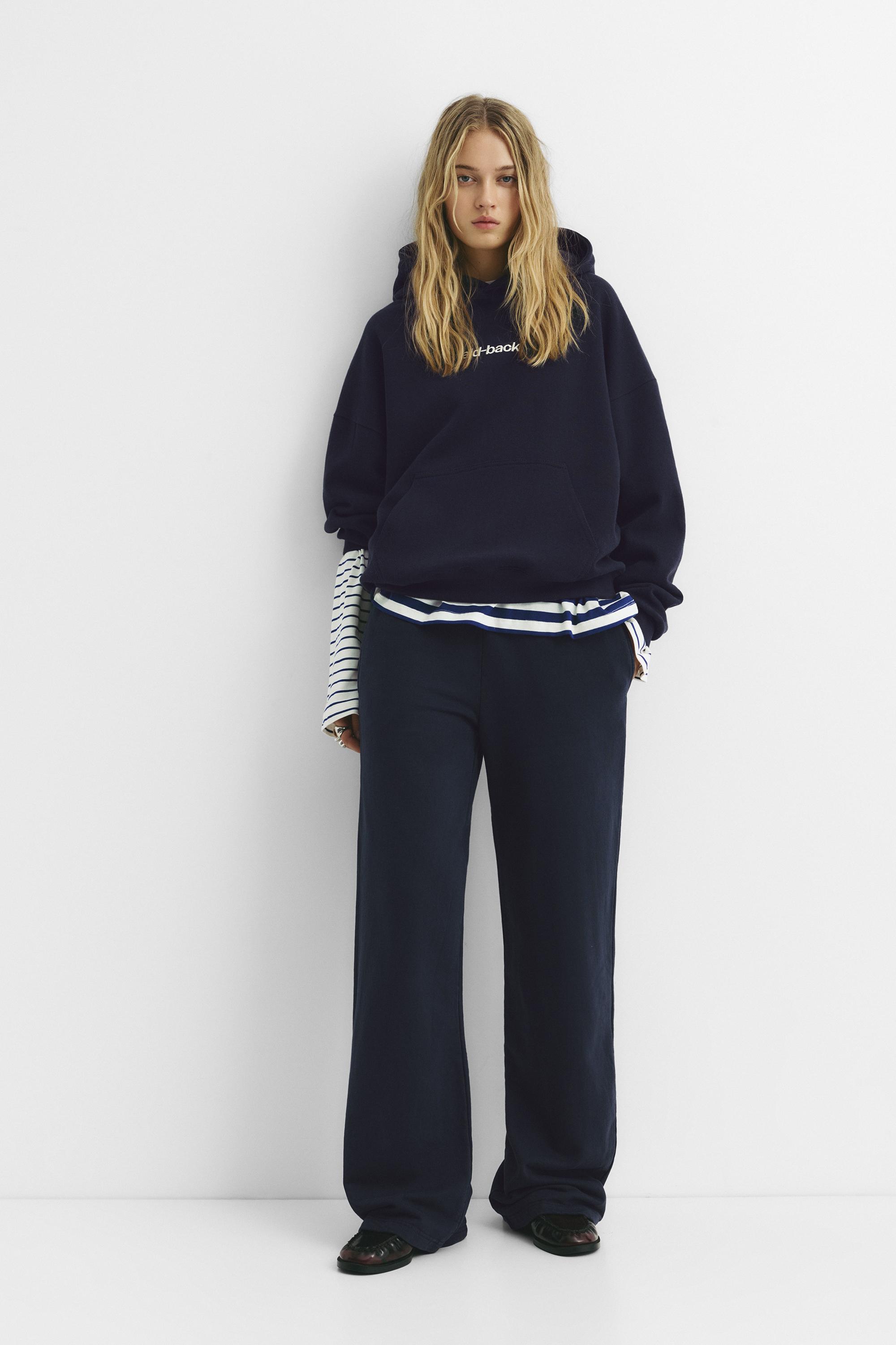 Wide-leg tracksuit bottoms — Navy