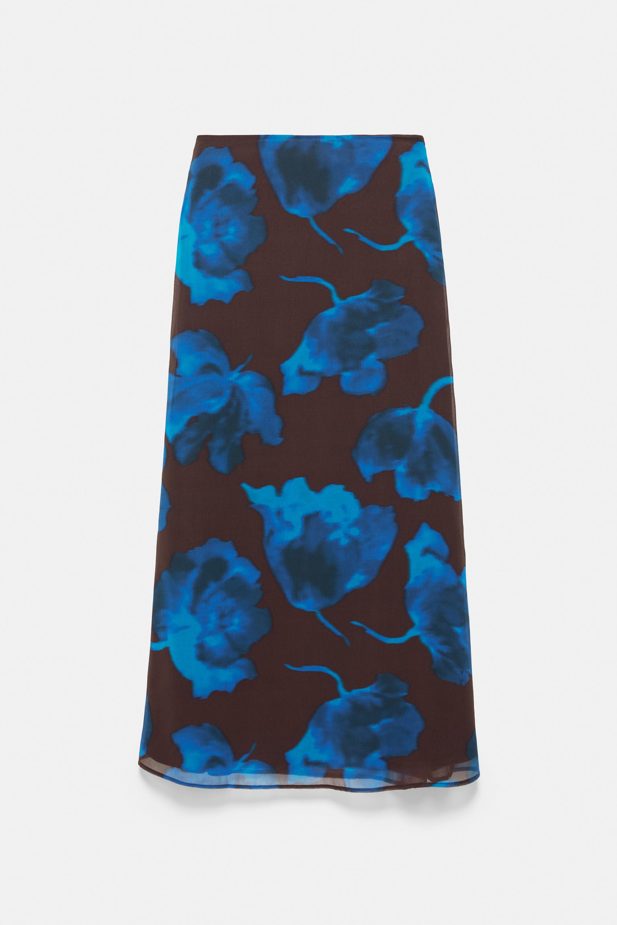 Floral midi skirt — Brown/Blue