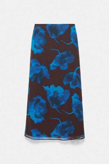 Floral midi skirt — Brown/Blue 6