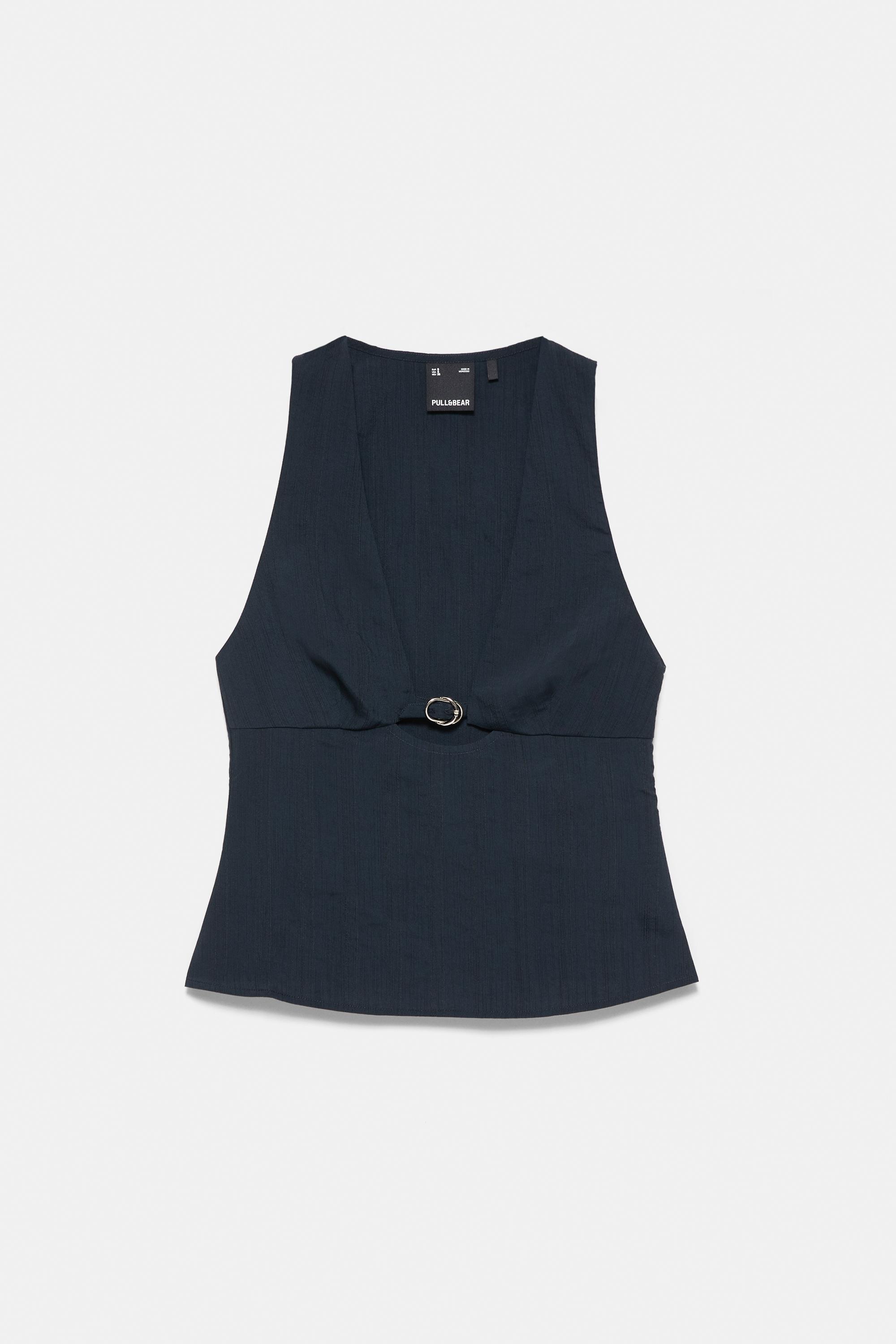 Sleeveless buckle top — Navy