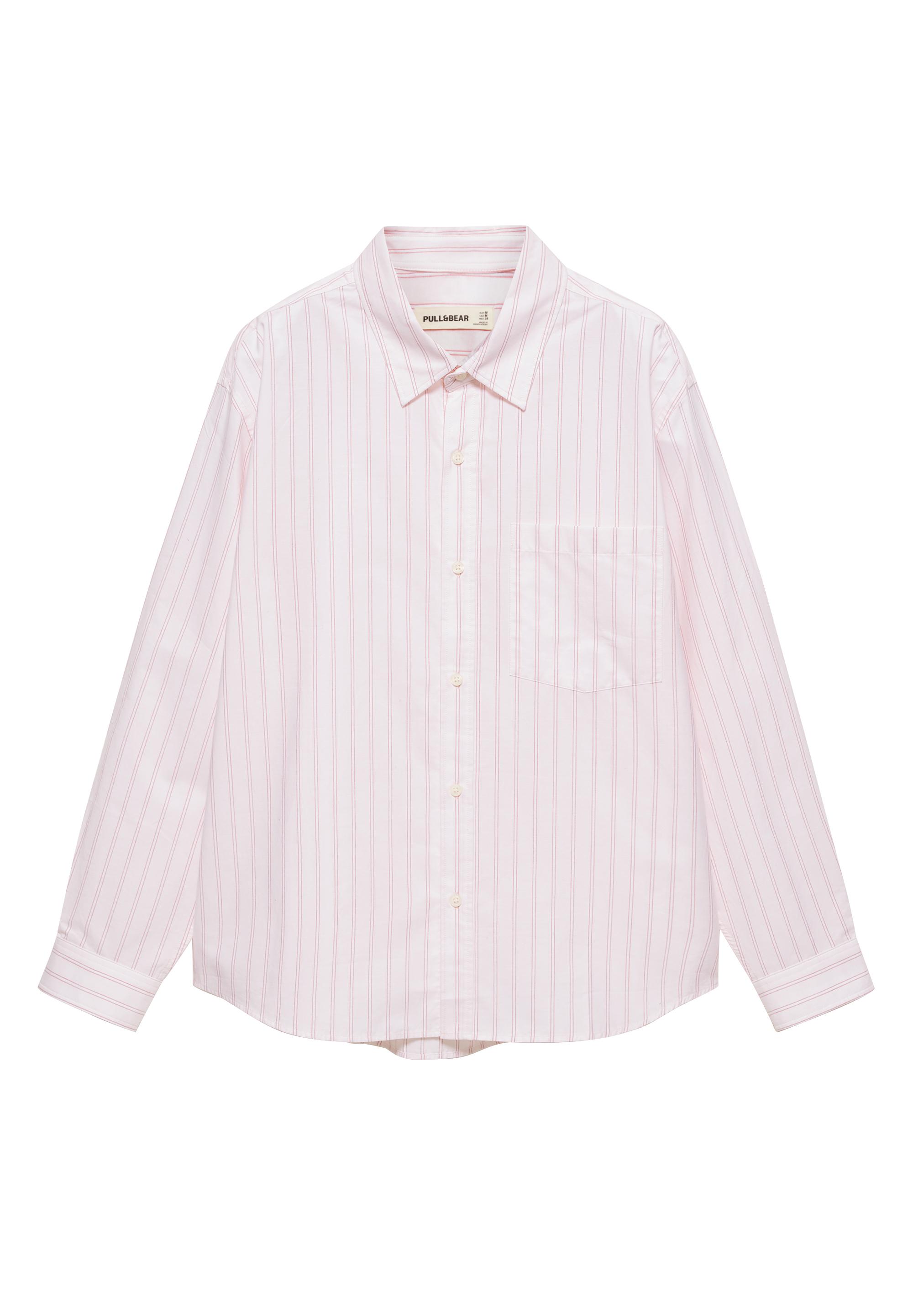Striped long sleeve shirt — Rose pink (alternate view)