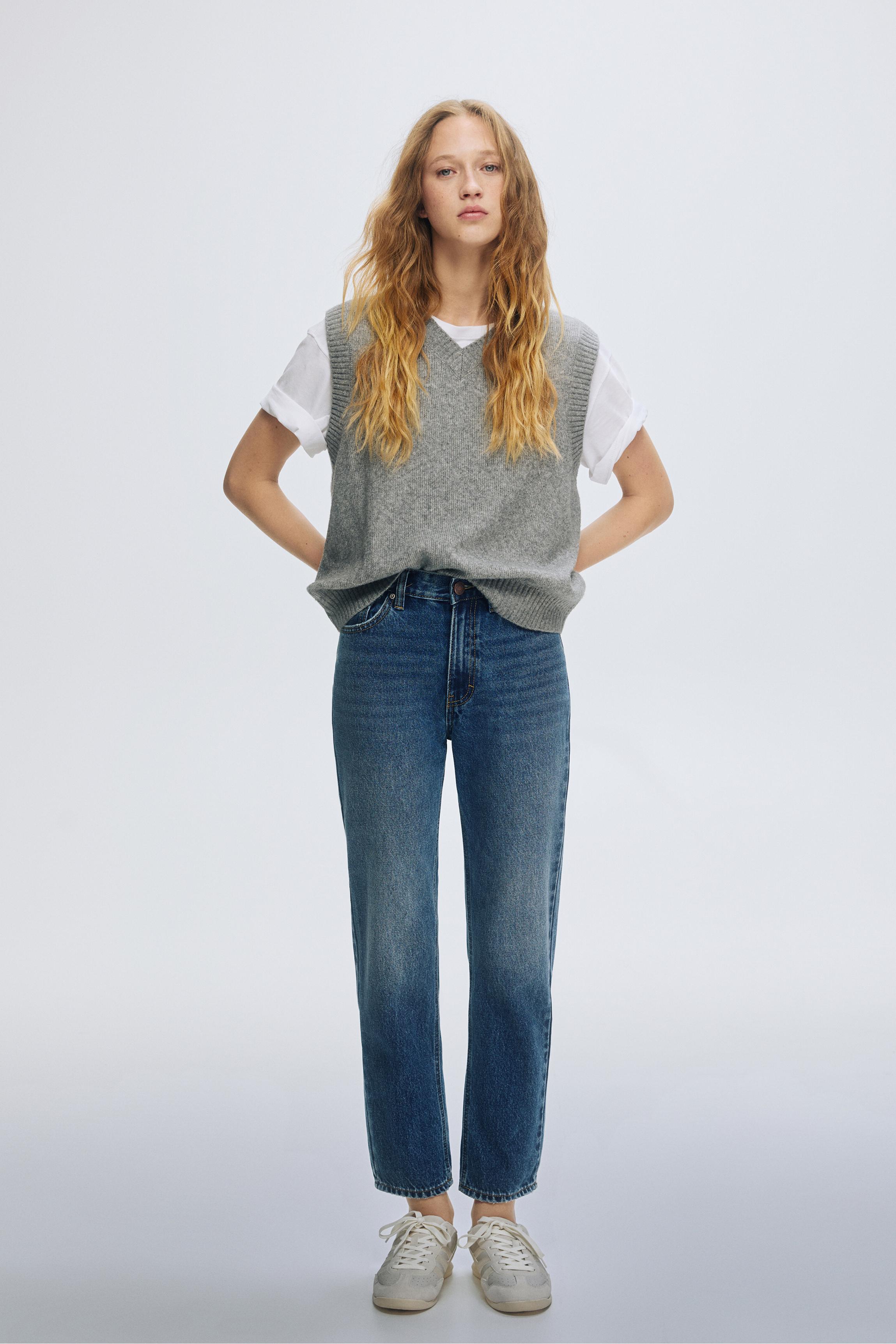 High-waist mom jeans — Dark blue