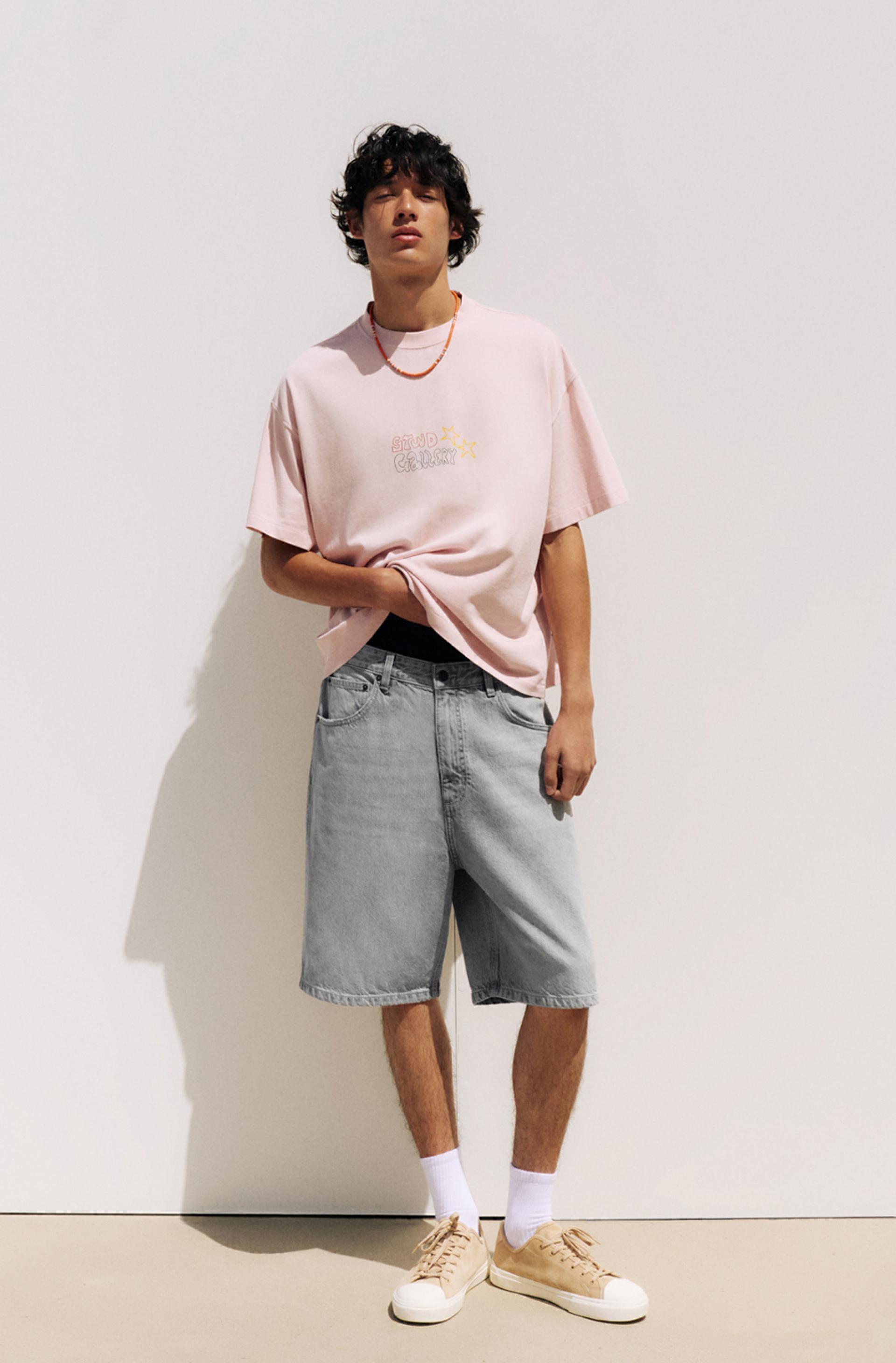 Baggy denim Bermuda shorts — Dark grey