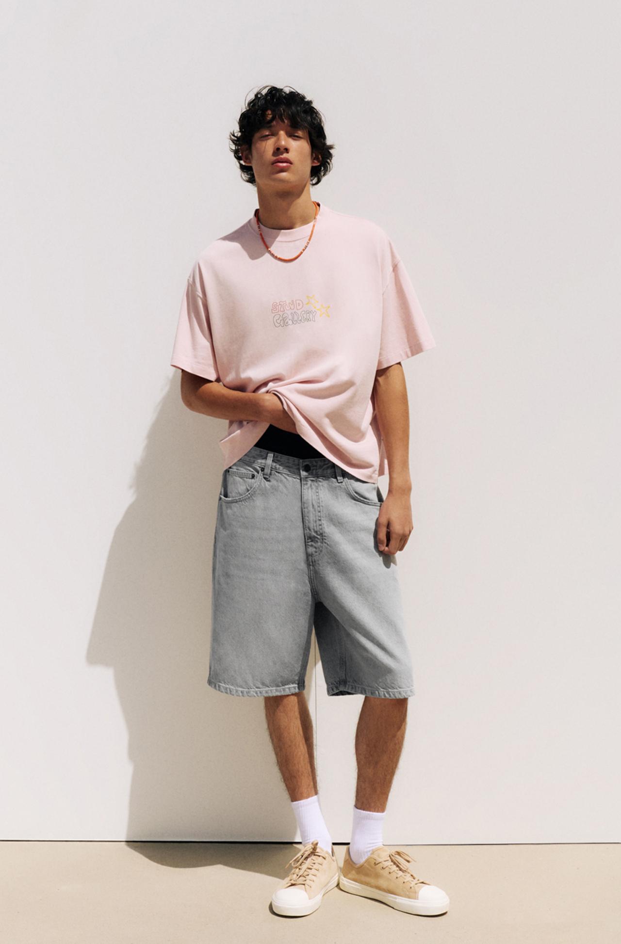 Baggy denim Bermuda shorts — Dark grey