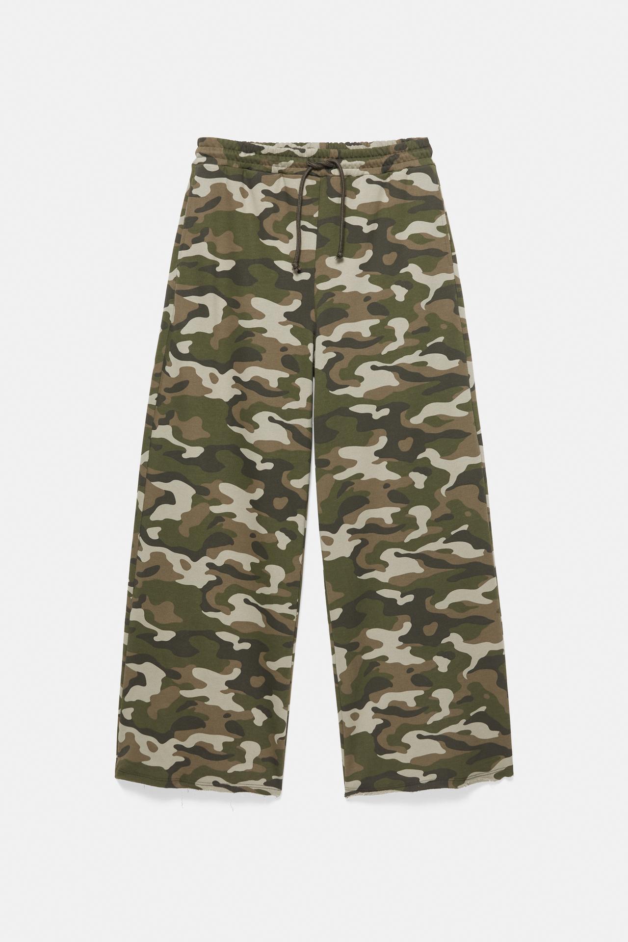 Printed wide-leg jogger trousers — Khaki-t