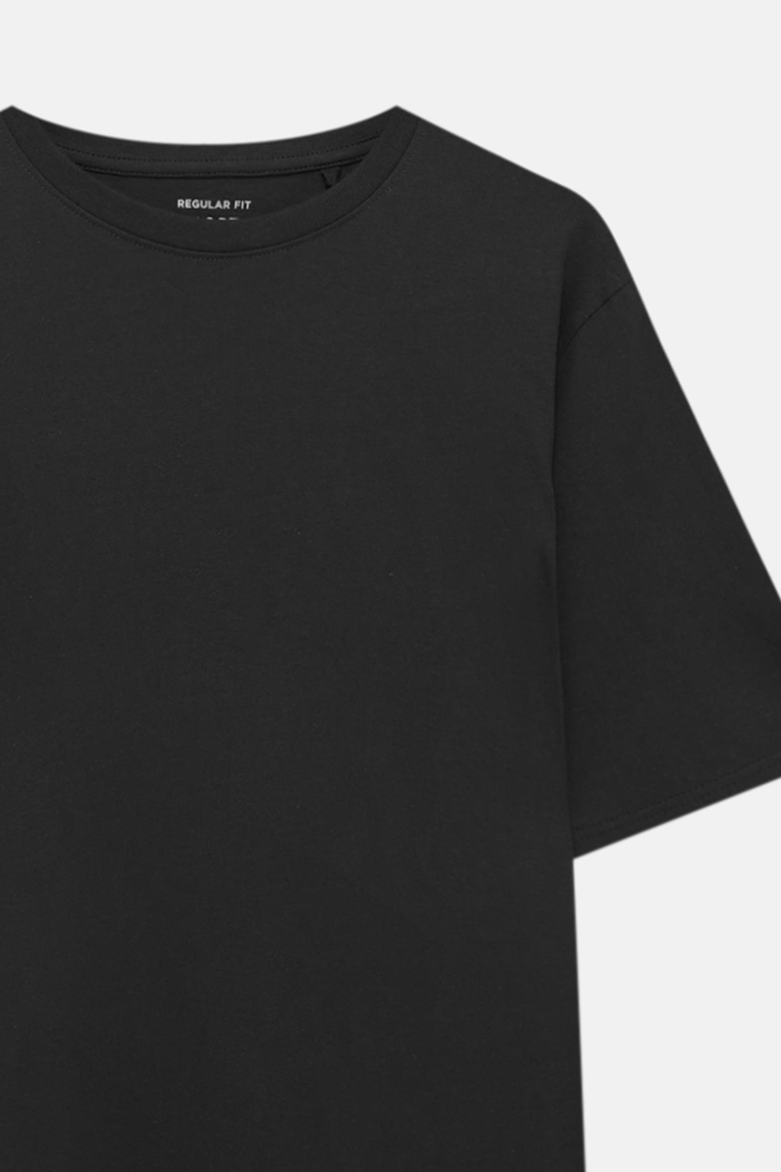 Basic short sleeve cotton T-shirt — Black