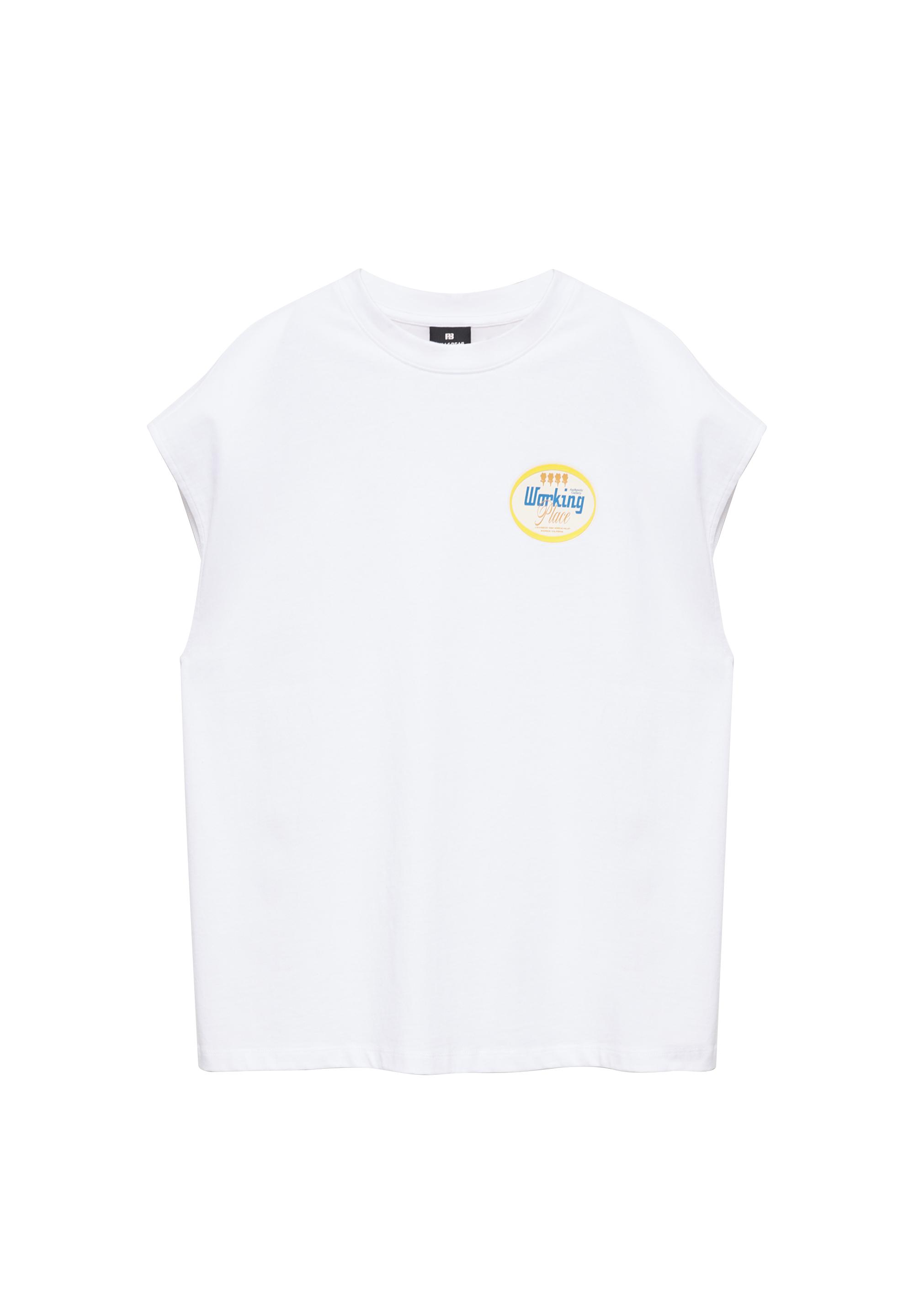 Boxy graphic vest top — White
