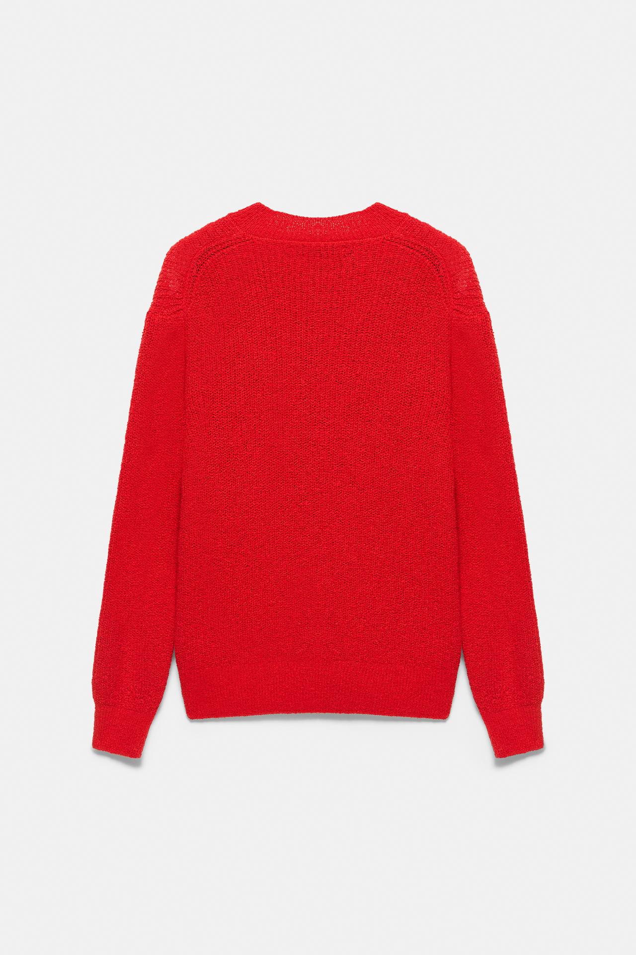 Basic bouclé knit jumper — Red