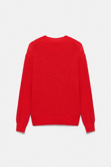 Basic bouclé knit jumper — Red 6