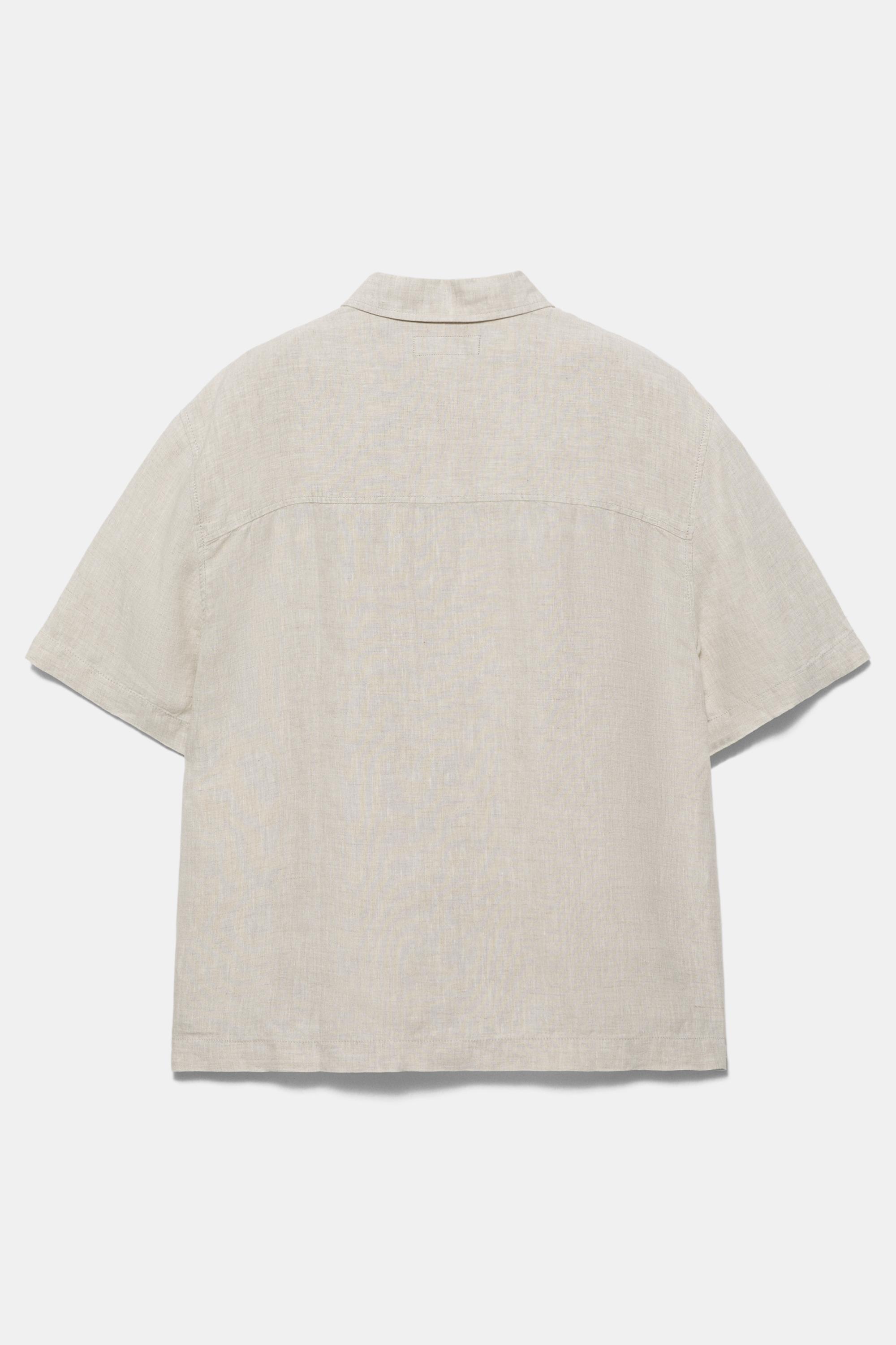 100% linen short sleeve shirt — Beige