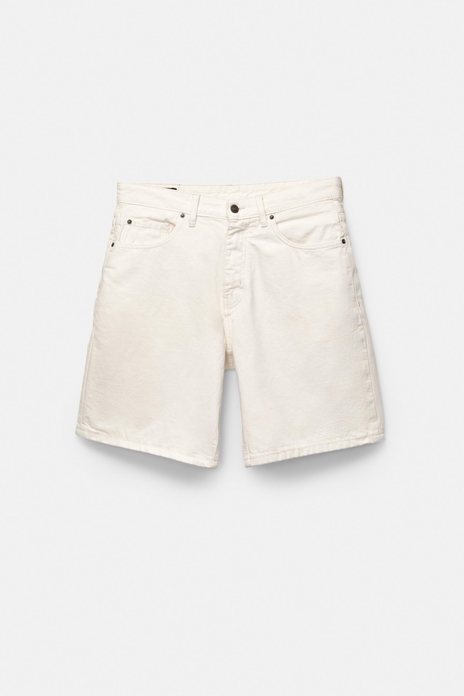 Standart kesim distressed denim bermuda