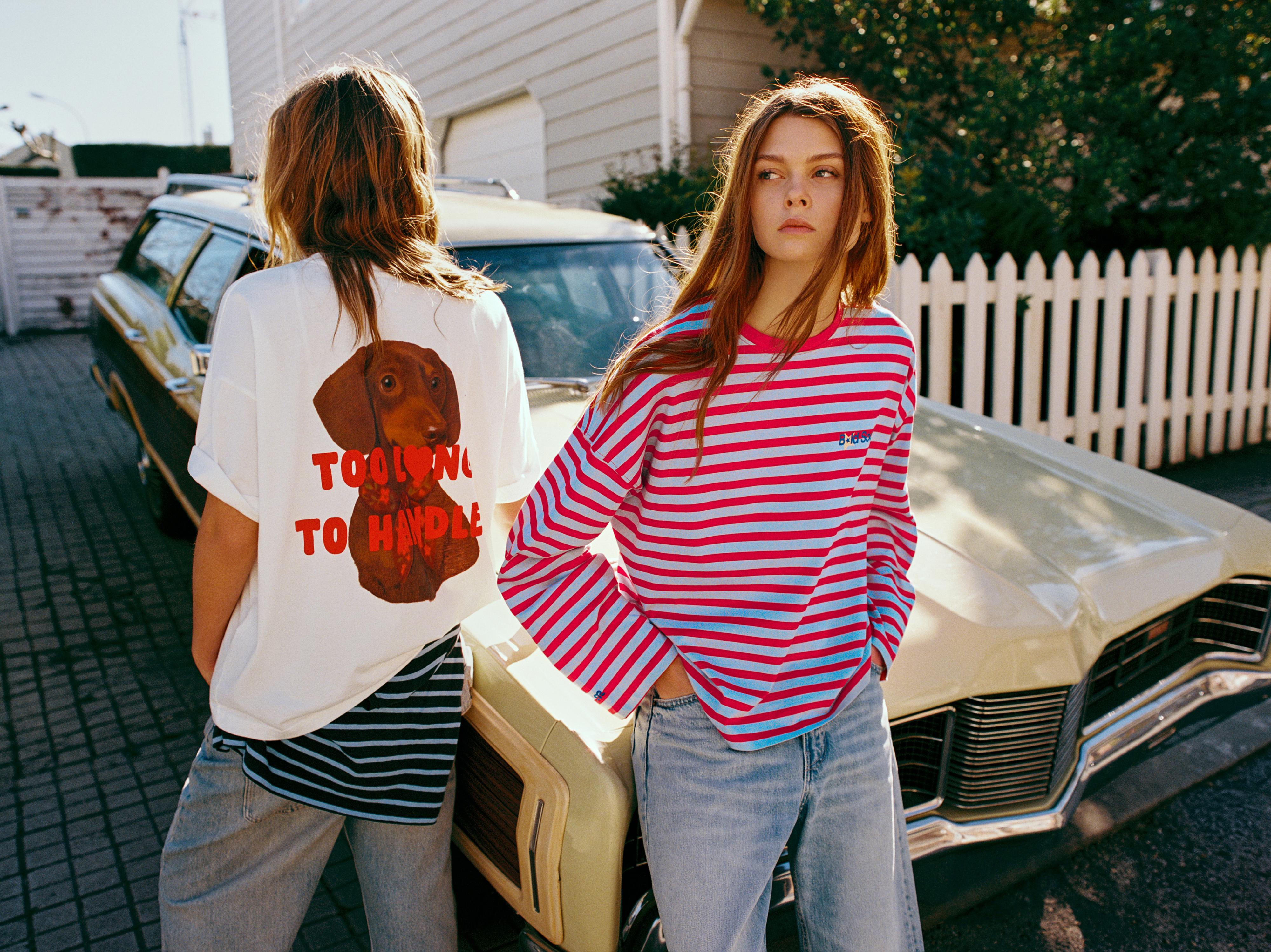 Yazı detaylı çizgili t-shirt - Görsel 20