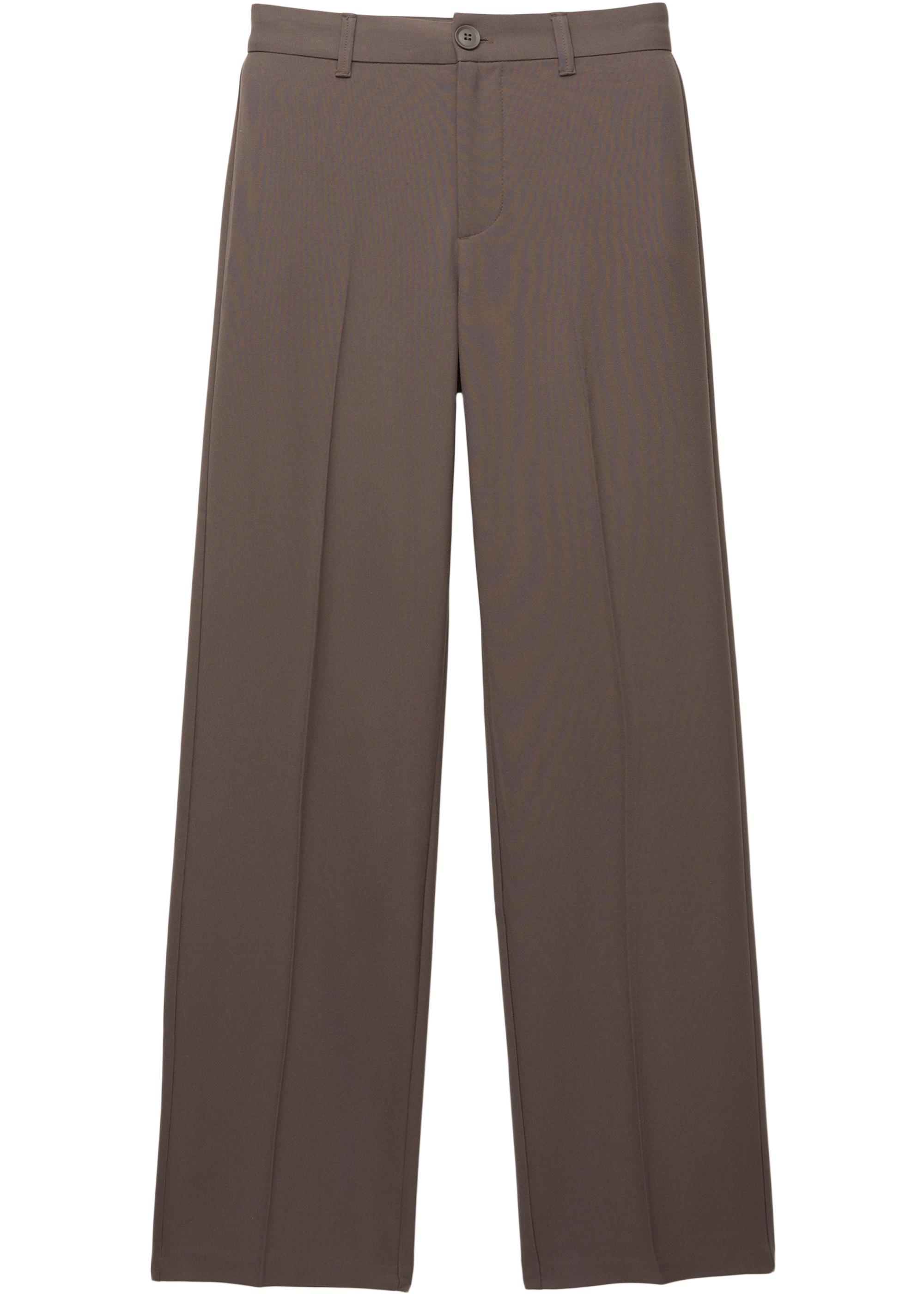 Smart high-waist straight-leg trousers — Dark brown