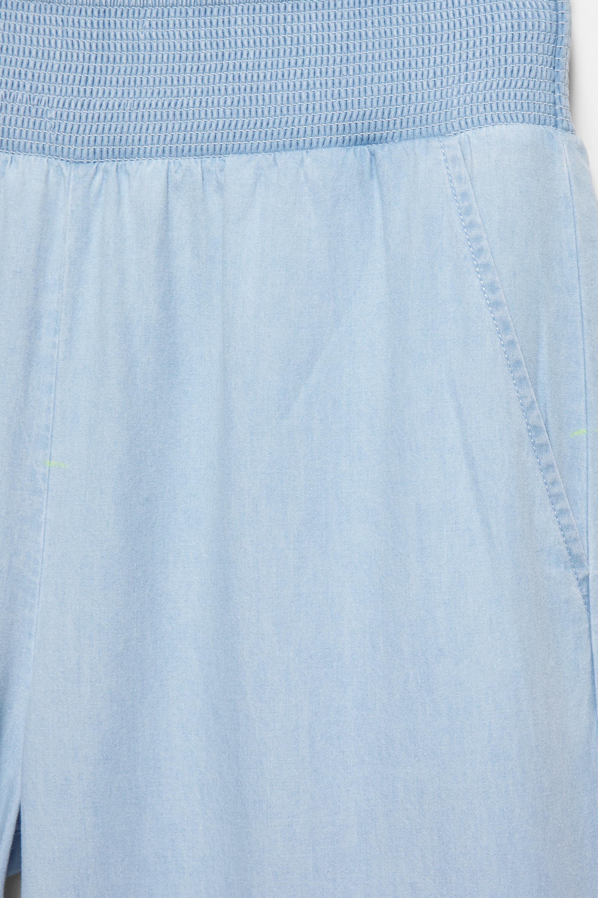 Flowing denim trousers with elasticated waist — Pale blue