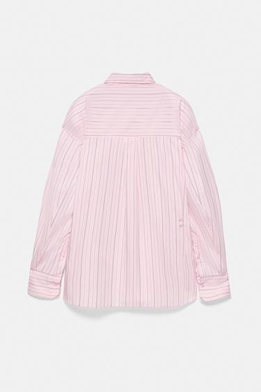 Striped shirt with back buttons — Rose pink 8