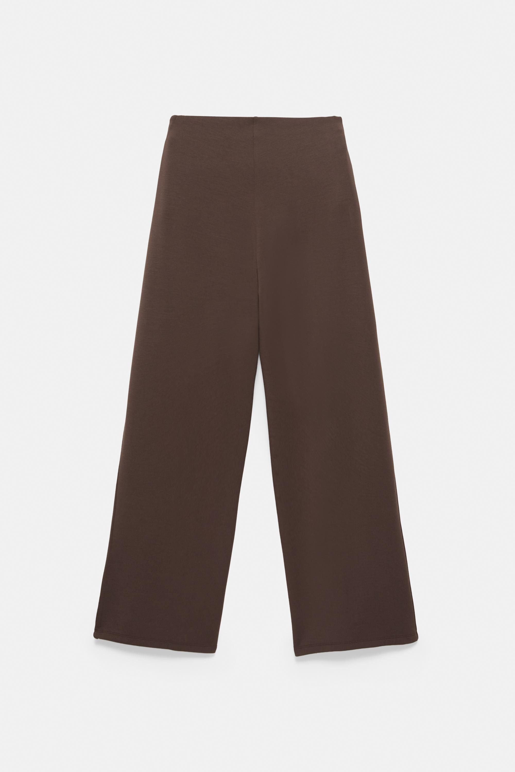 Straight-leg trousers with modal and pleat detail — Brown