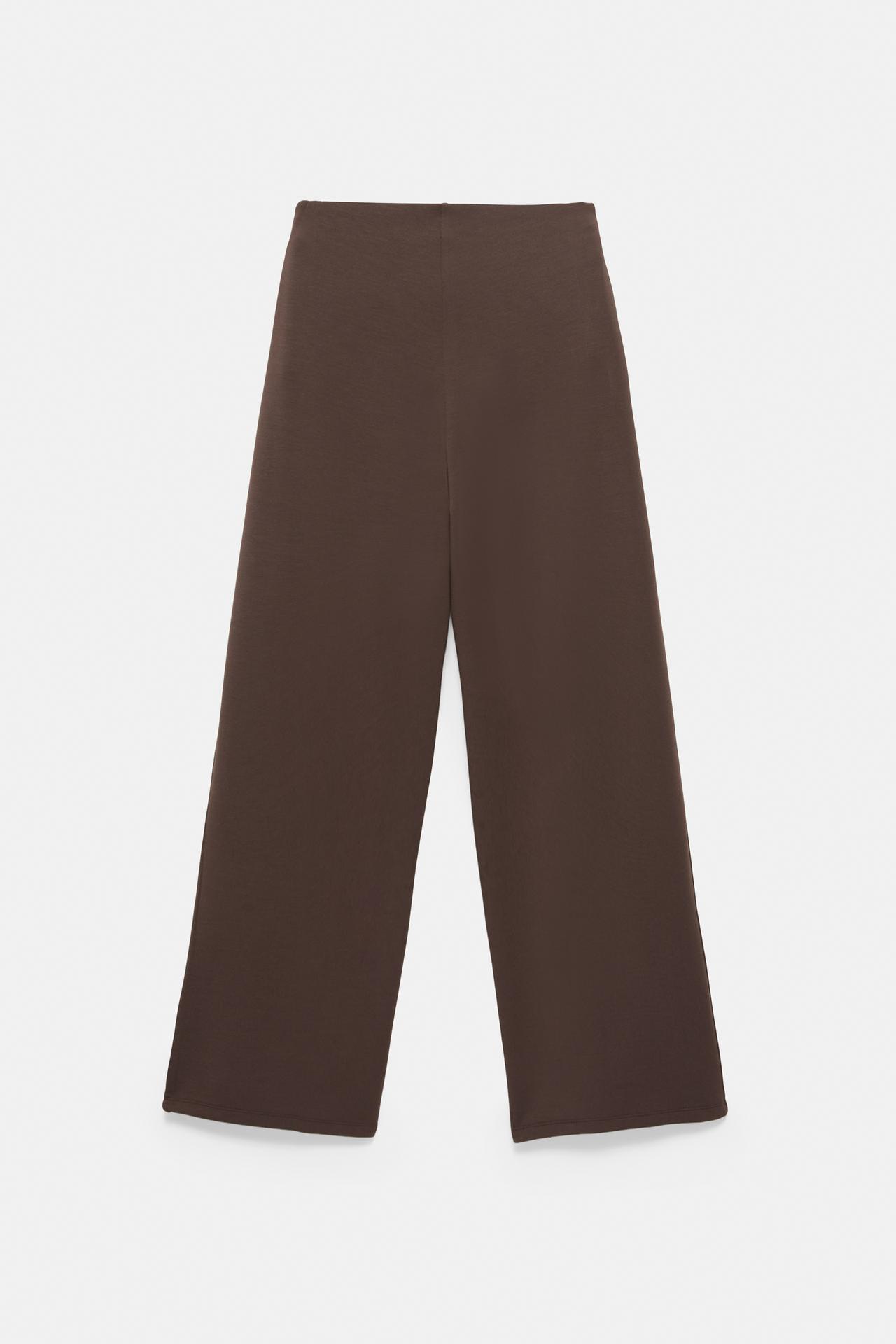 Straight-leg trousers with modal and pleat detail — Brown