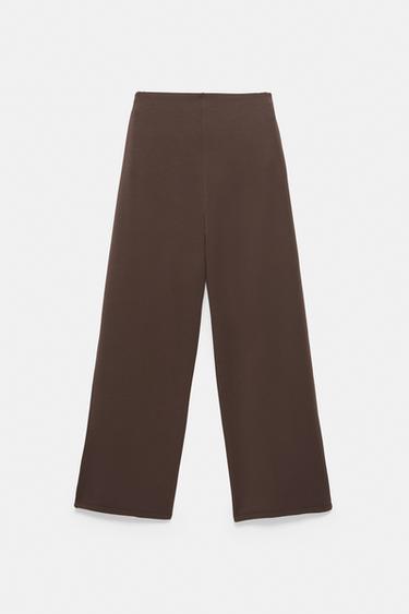 Straight-leg trousers with modal and pleat detail — Brown 2