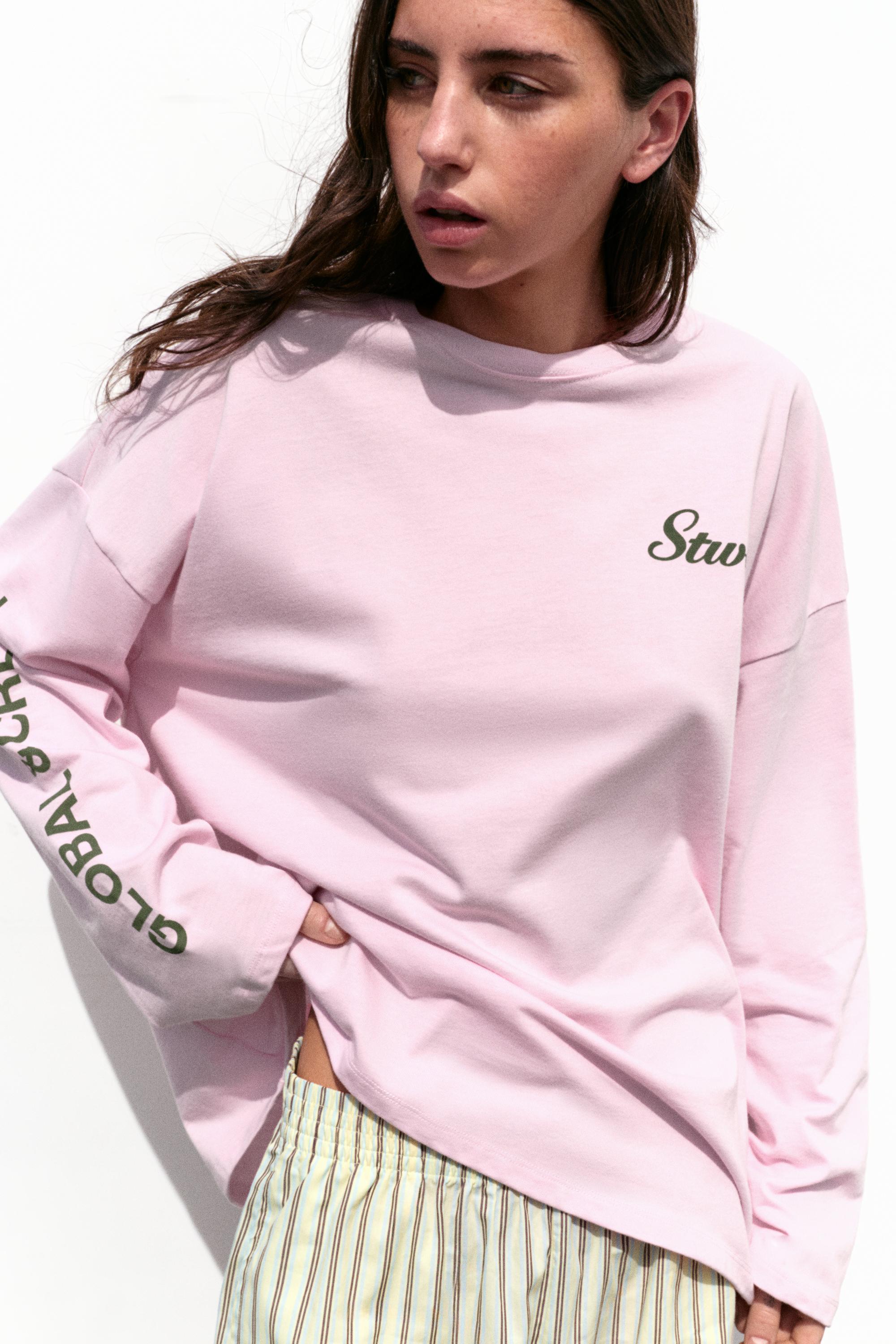 Long sleeve STWD T-shirt — Pink/White