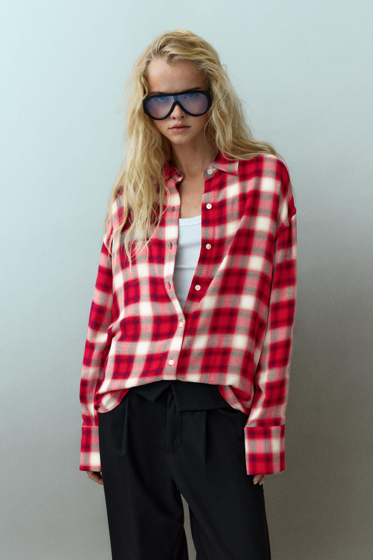 Long sleeve check shirt — White/Red