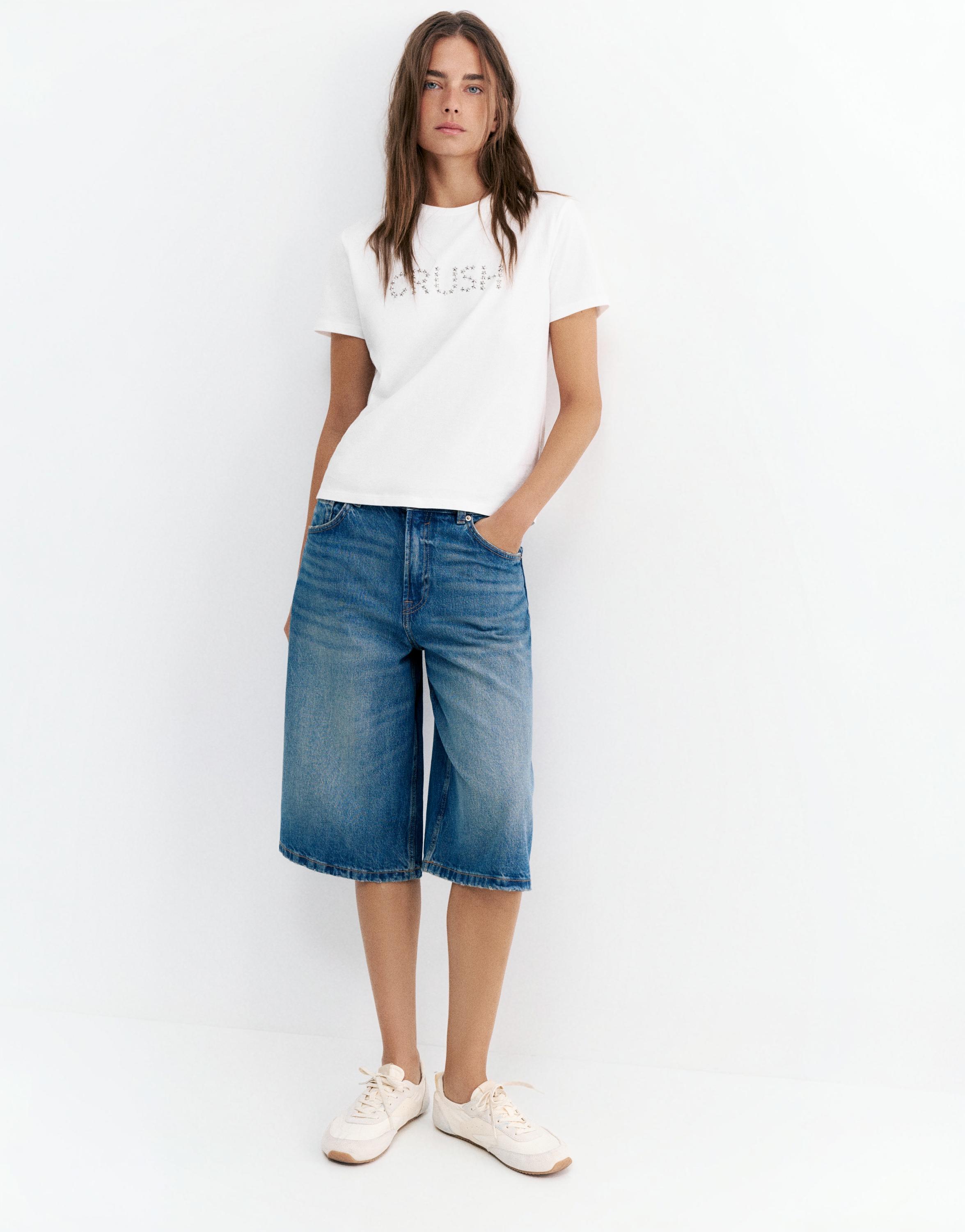 Studded graphic T-shirt — White
