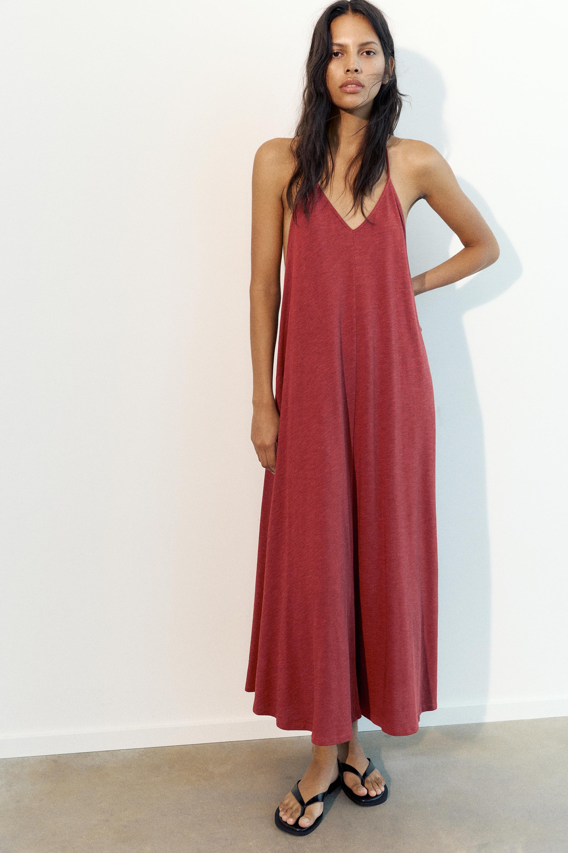Strappy back midi dress — Russet