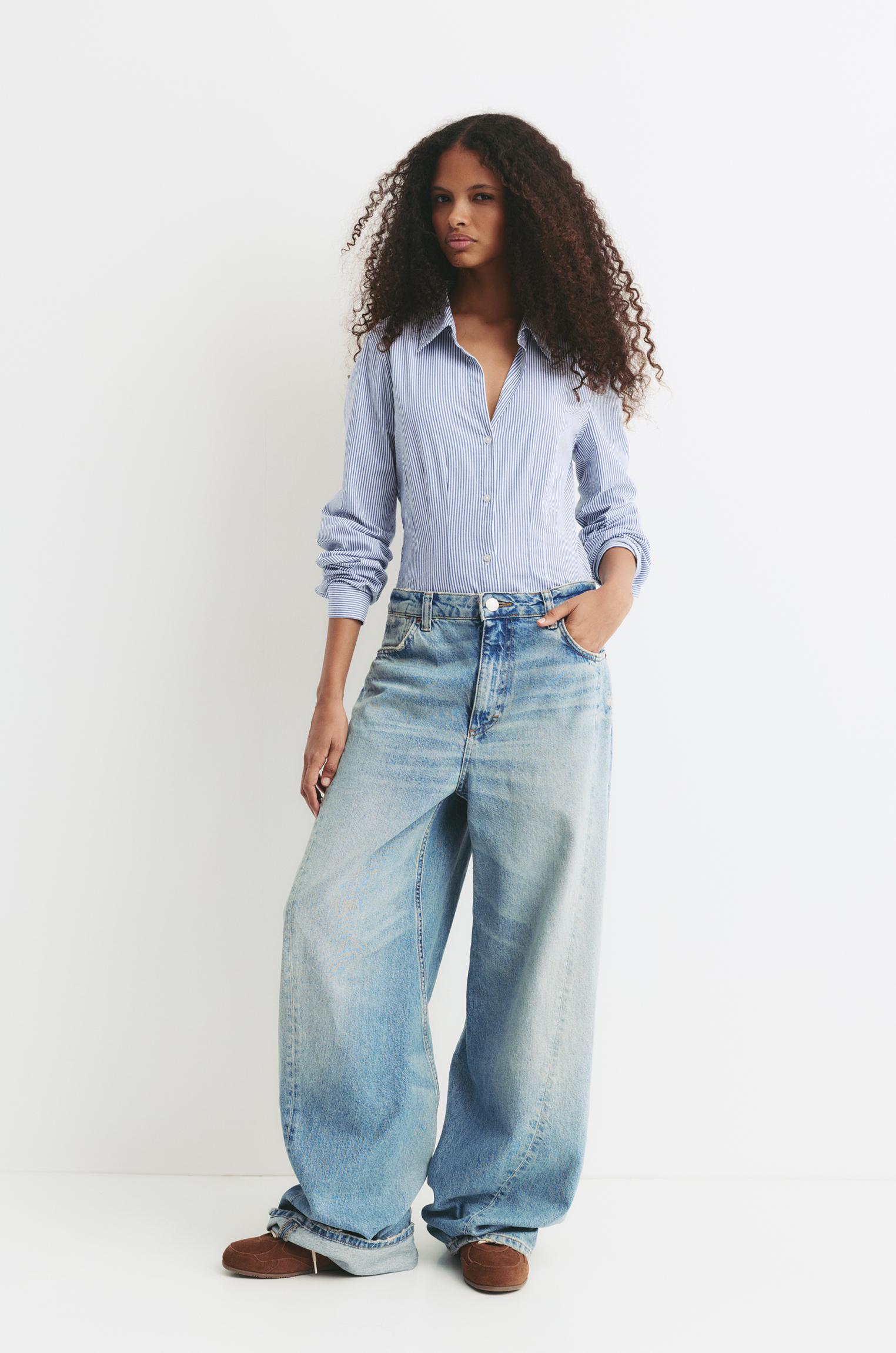 Poplin yırtmaçlı dar kesim gömlek - Görsel 90