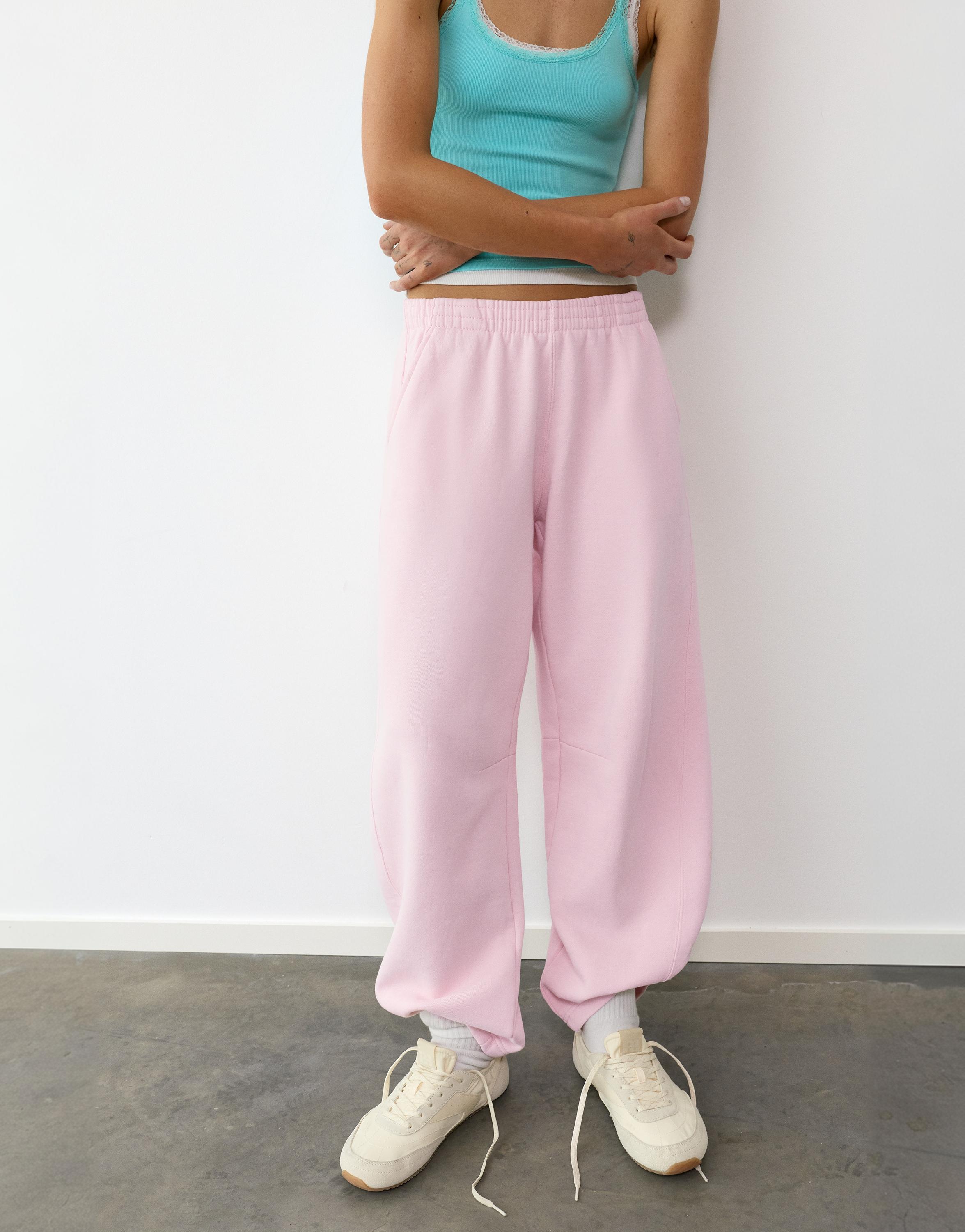 Barrel-leg joggers — Pastel pink