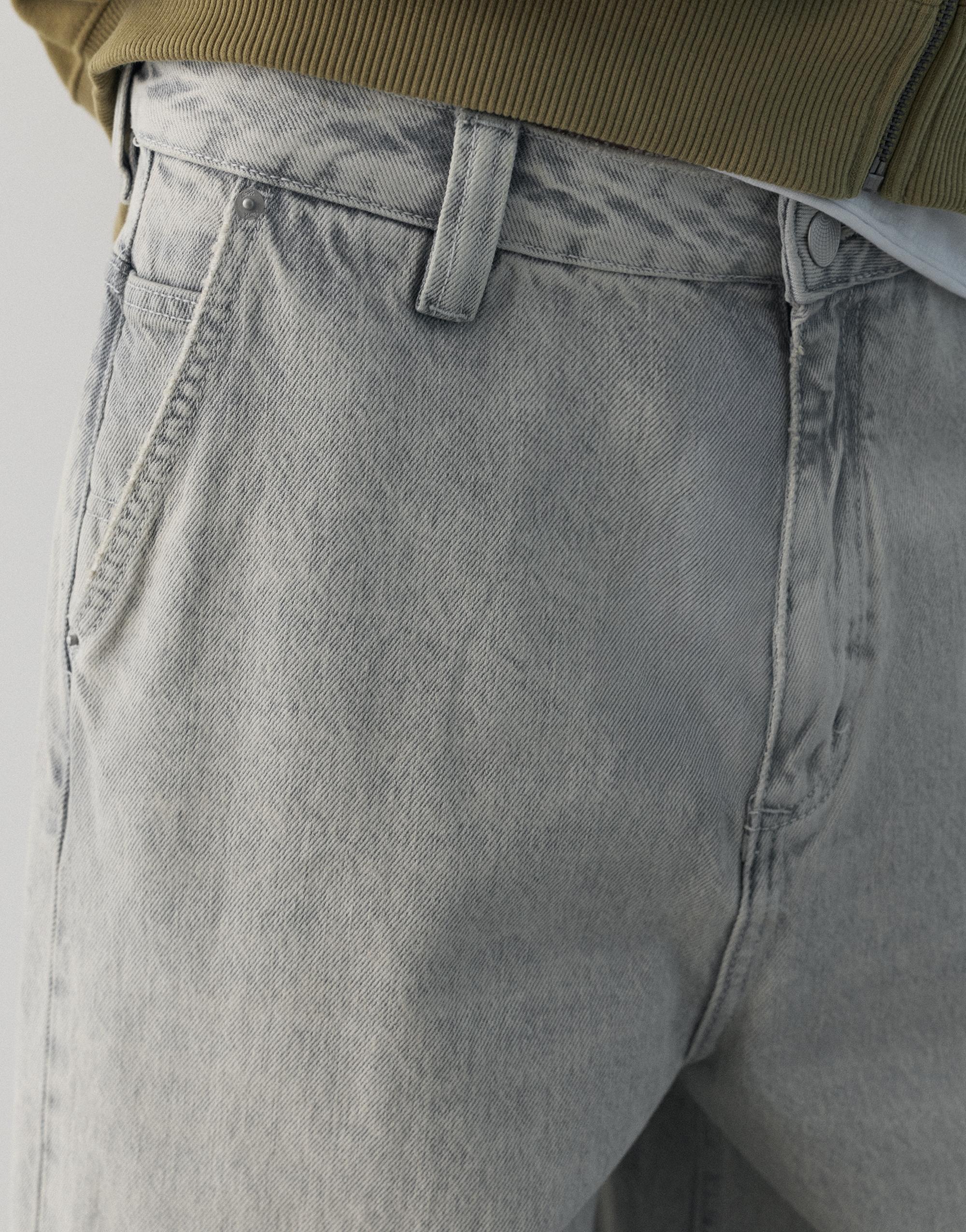 Embroidered skater jeans — Pale grey