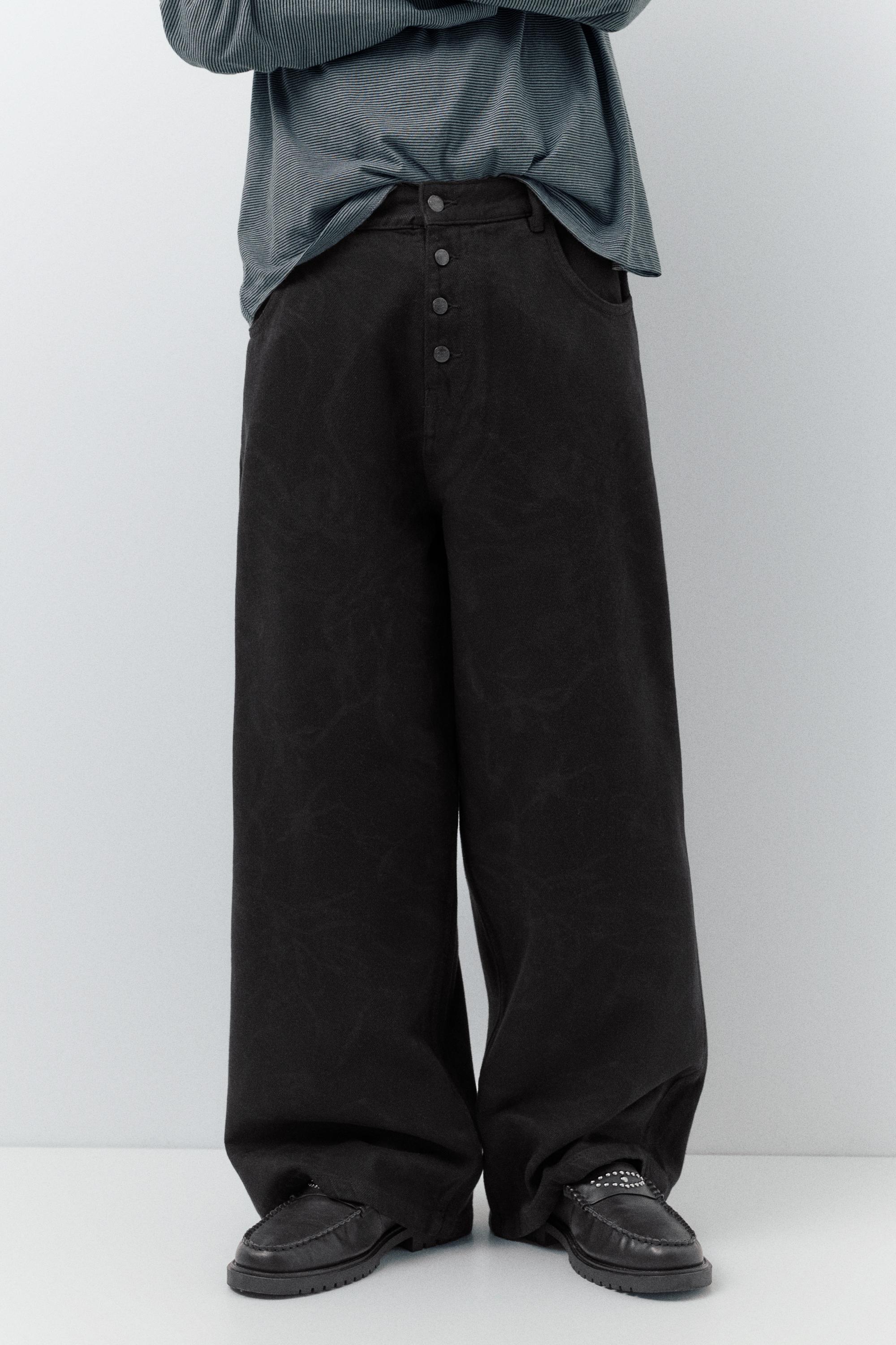 Laser print baggy jeans — Black