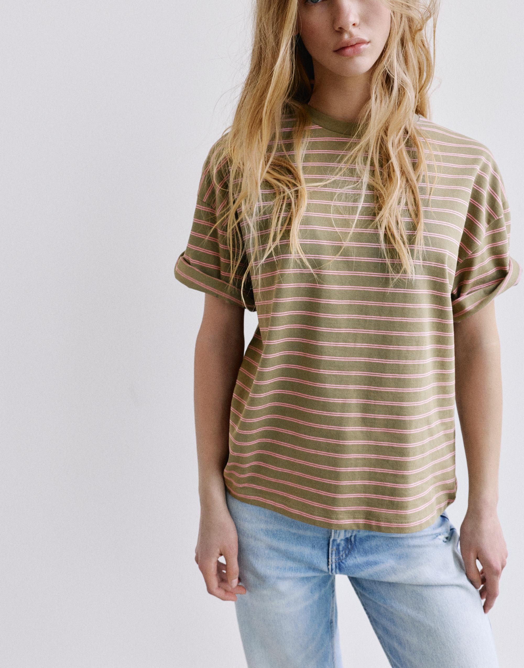 Oversize short sleeve T-shirt — Striped