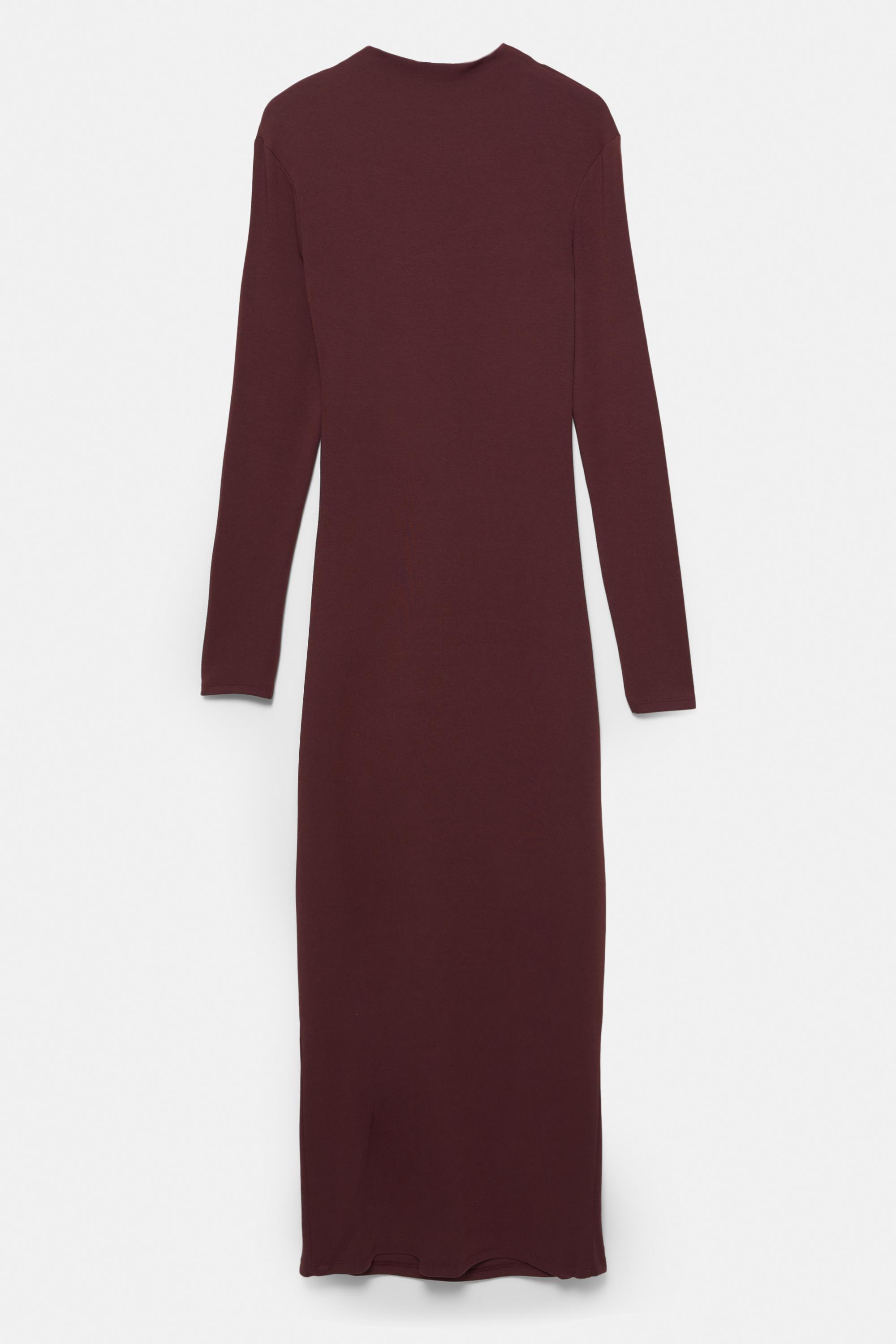 Mock neck midi dress — Burgundy