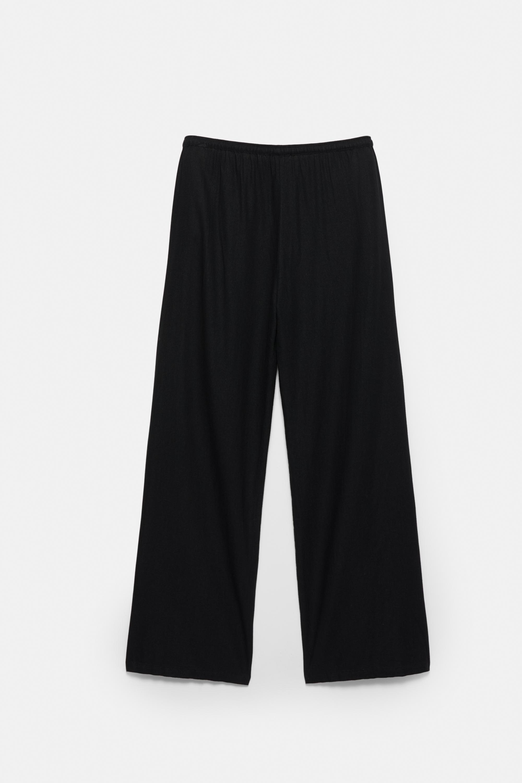 Flowy trousers with linen — Black