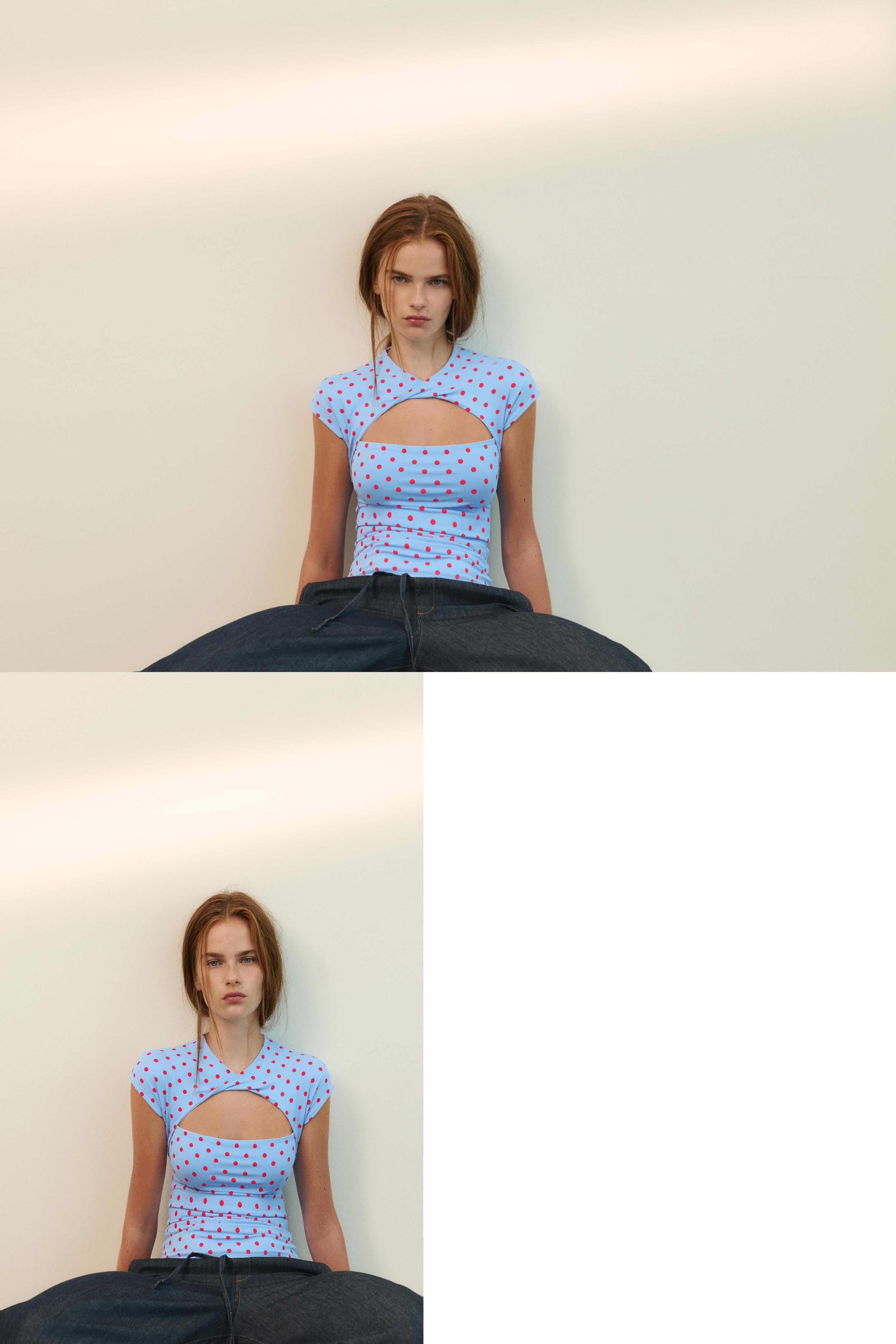 Cut-out T-shirt — Pastel blue