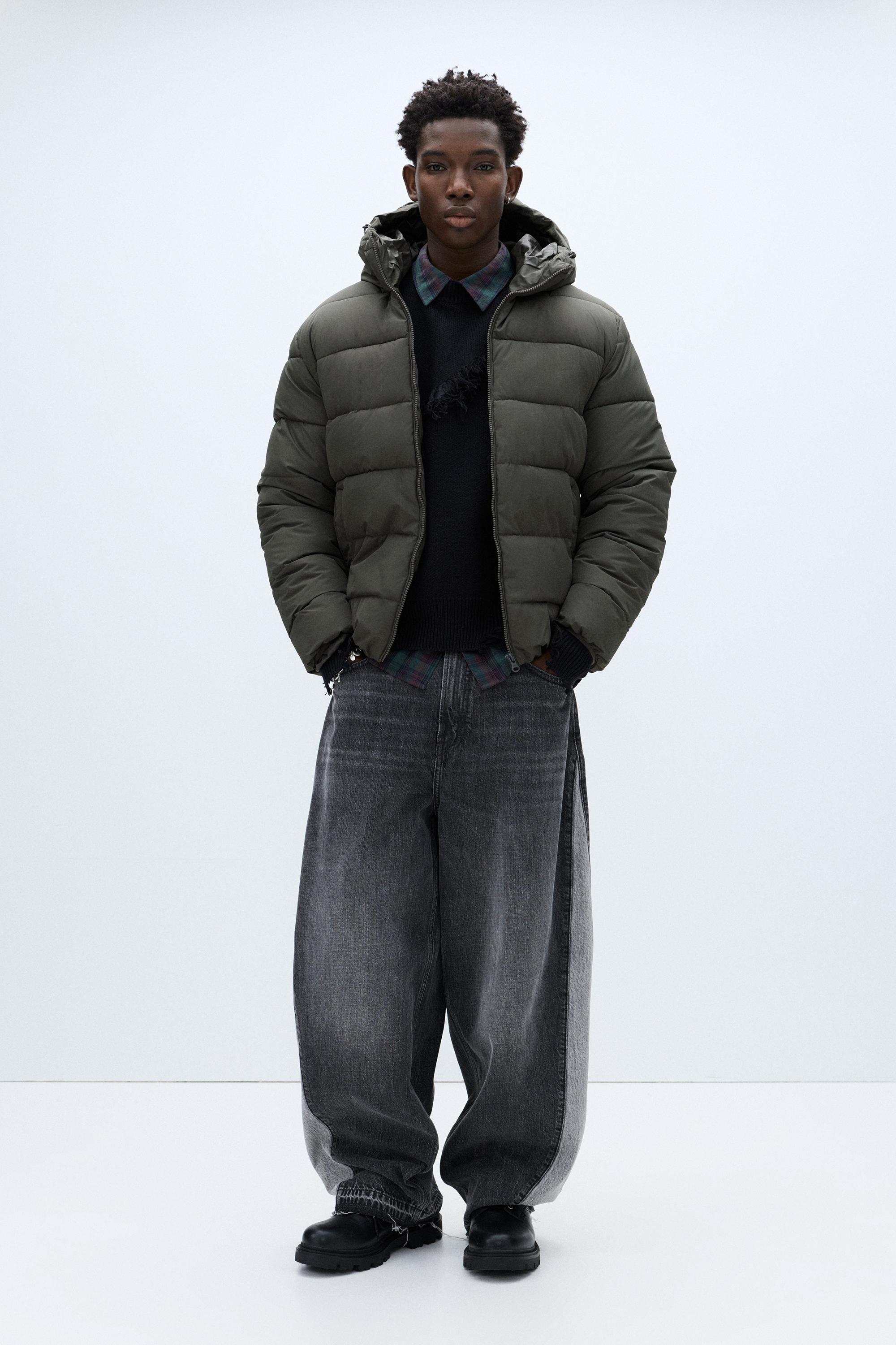 Lightweight puffer jacket with hood — Anthracite grey