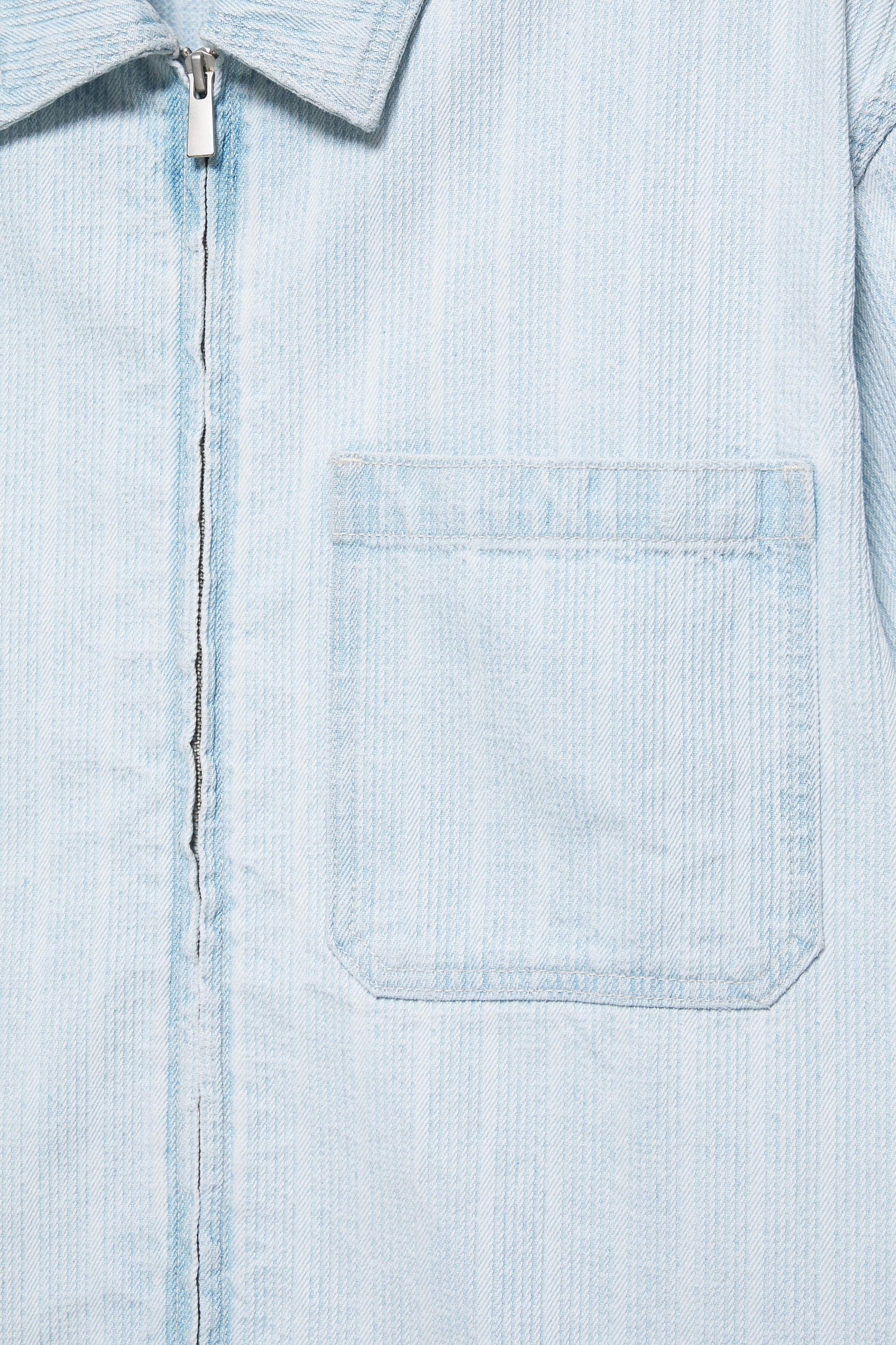 Zip-up denim shirt — Pale blue