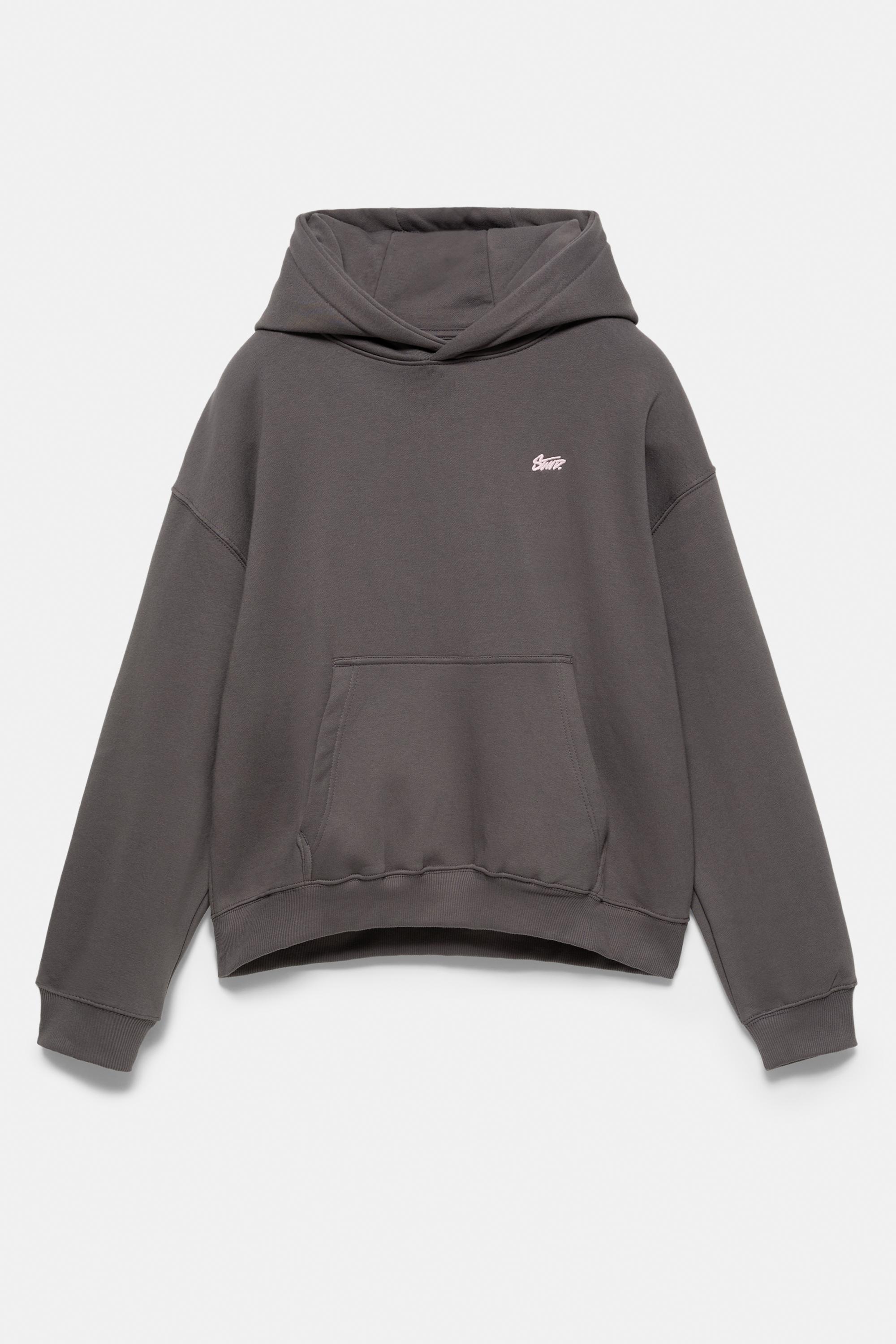 STWD logo boxy hoodie — Anthracite grey