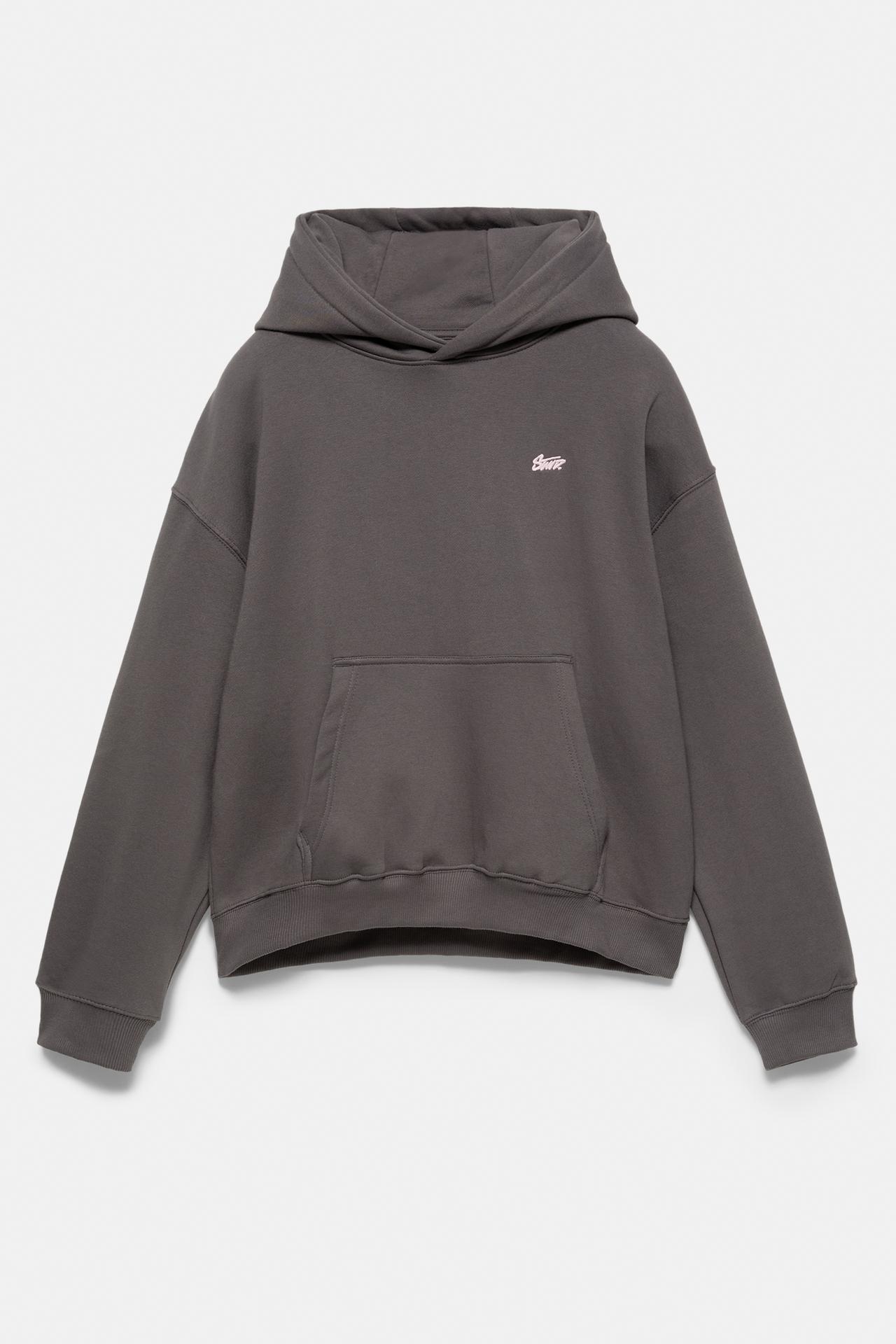 STWD logo boxy hoodie — Anthracite grey