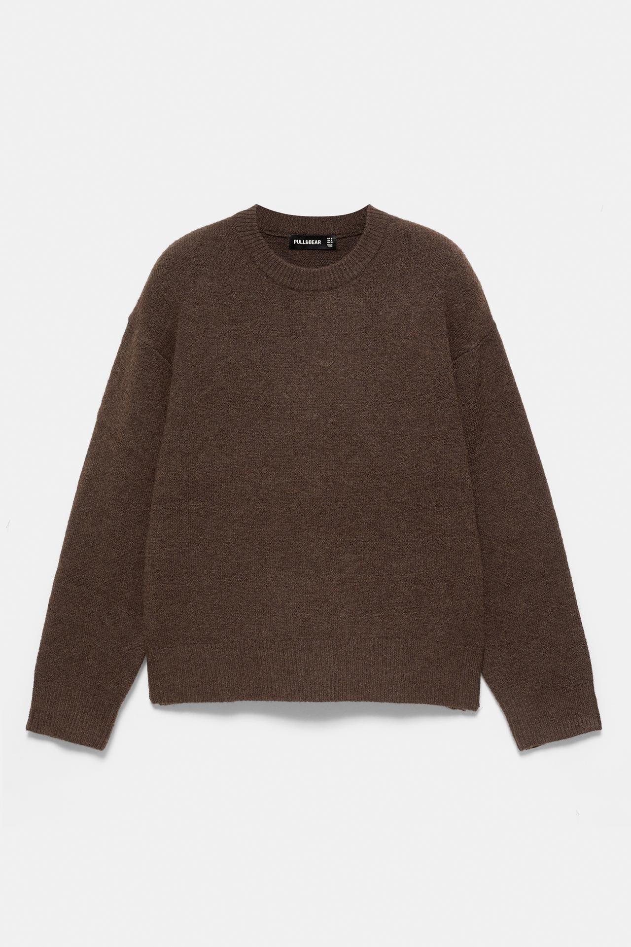 Basic round neck jumper — Brown
