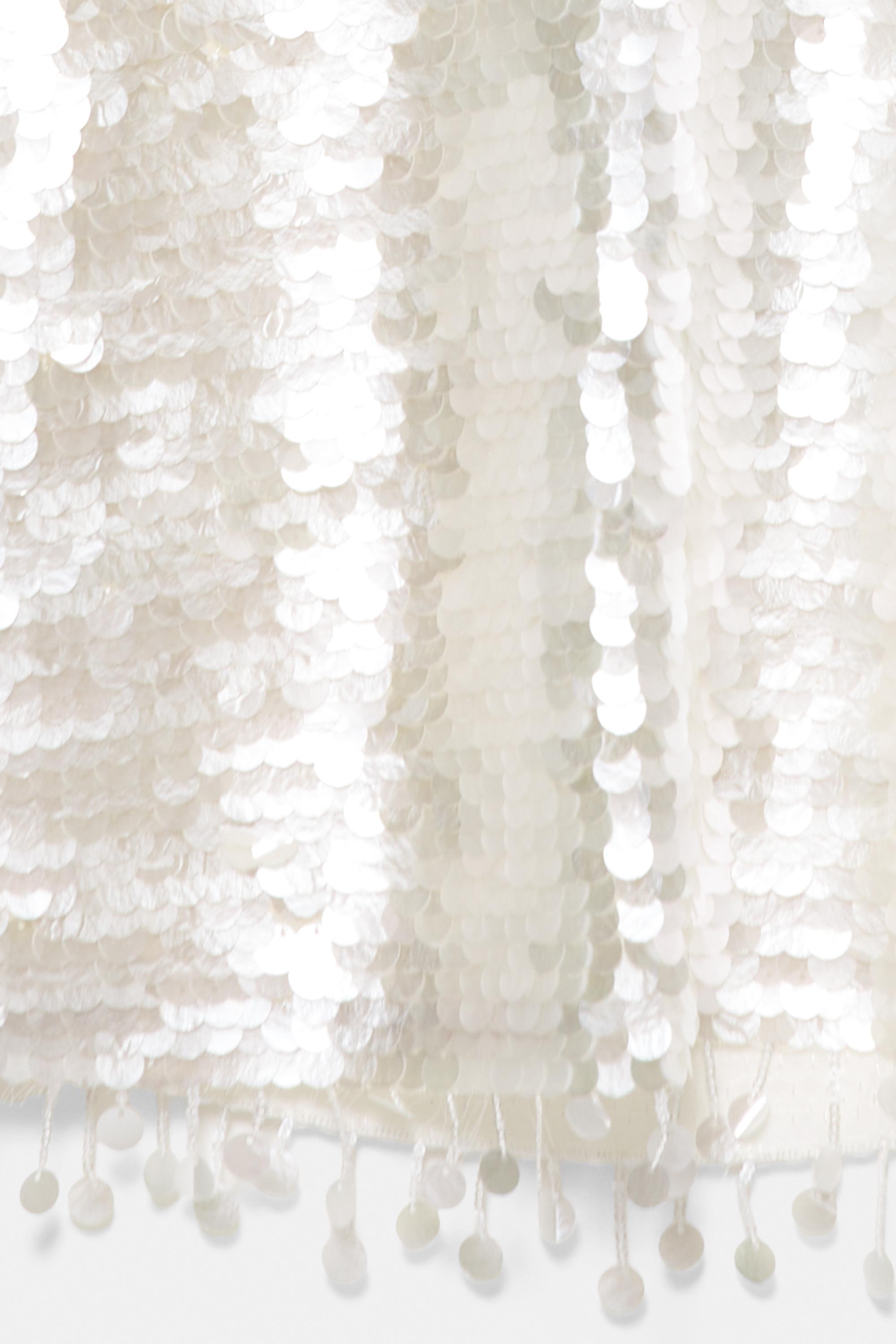 Short sequin halter dress — Ecru