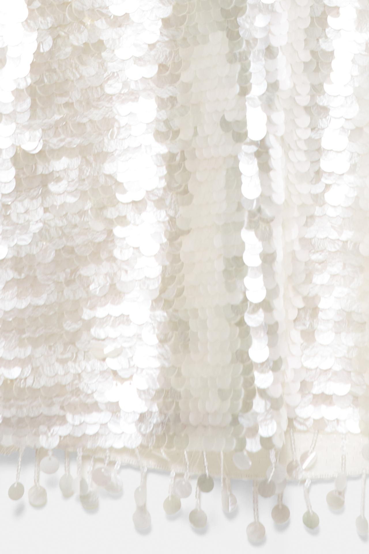 Short sequin halter dress — Ecru