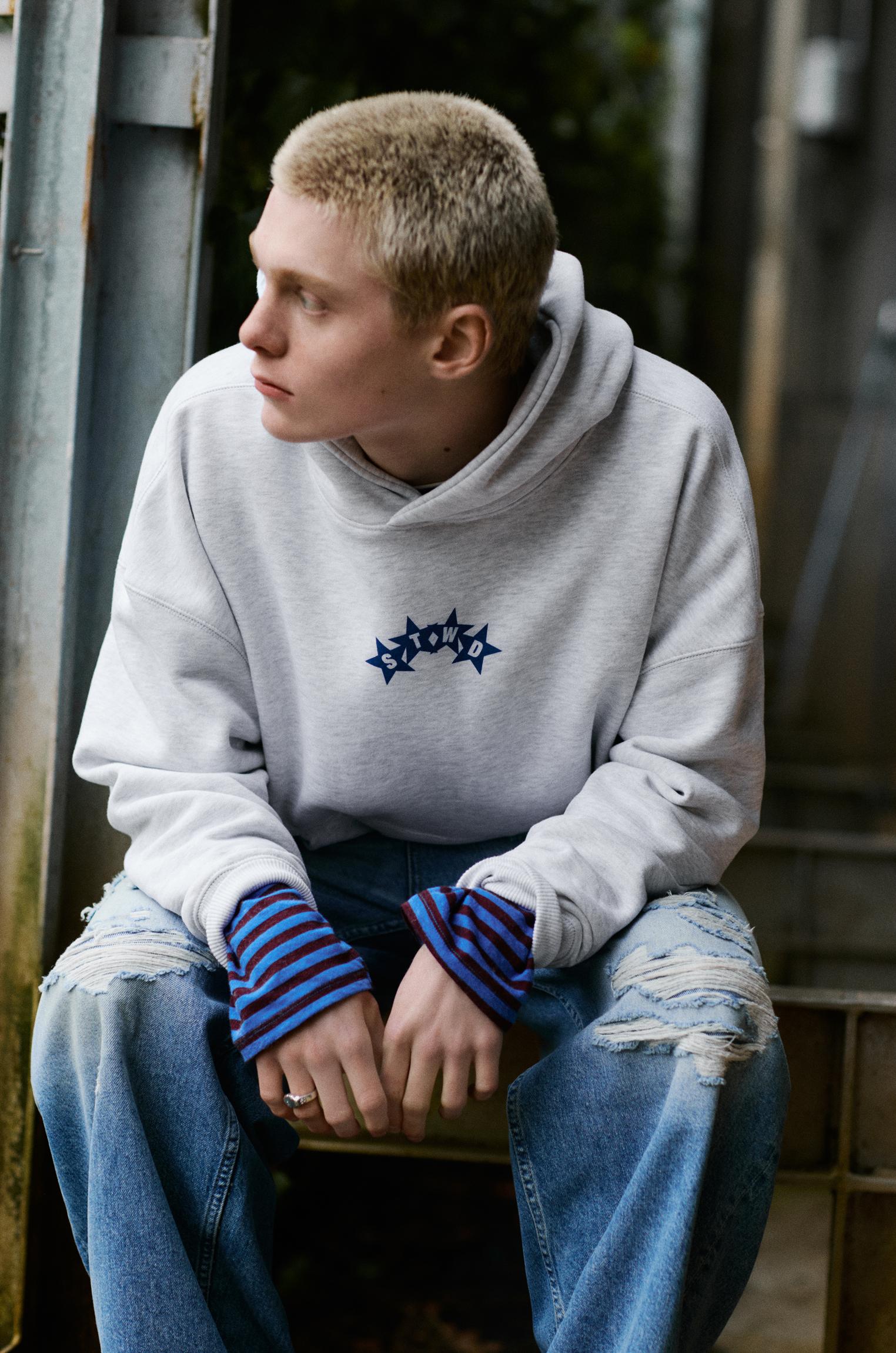 STWD boxy hoodie — Pale marl