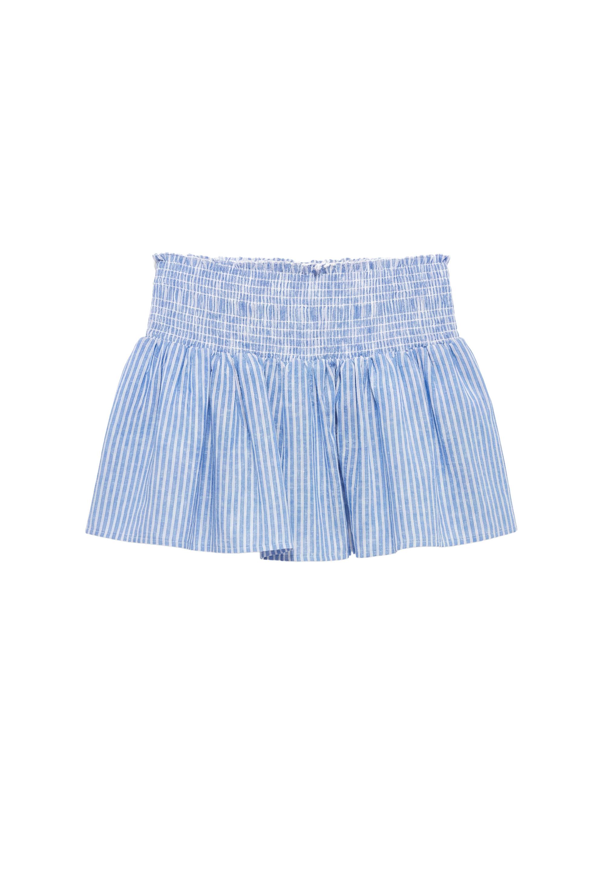 Striped linen blend mini skirt — Blue