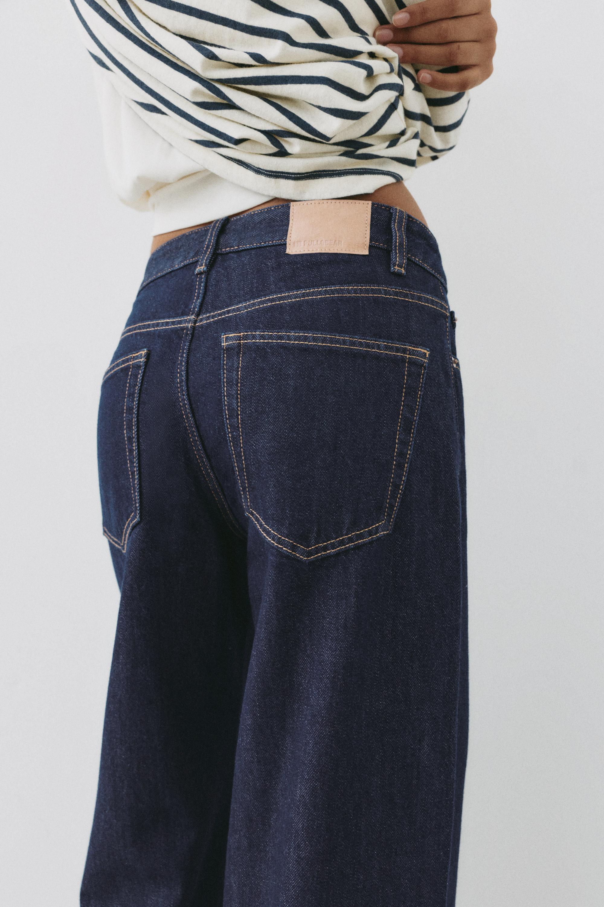 High-waist wide straight-leg jeans — Ink blue