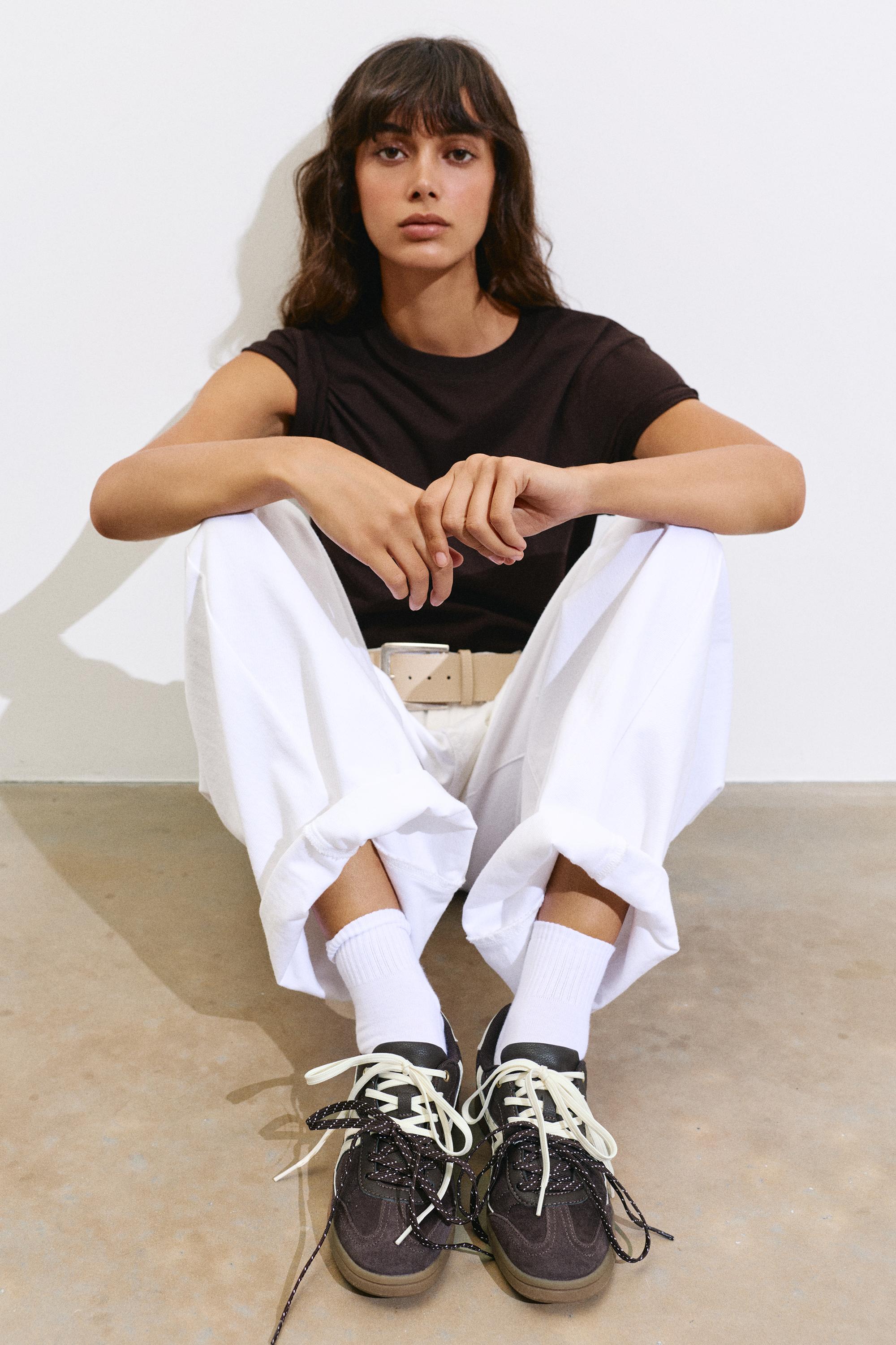 Lace-up retro trainers — Brown