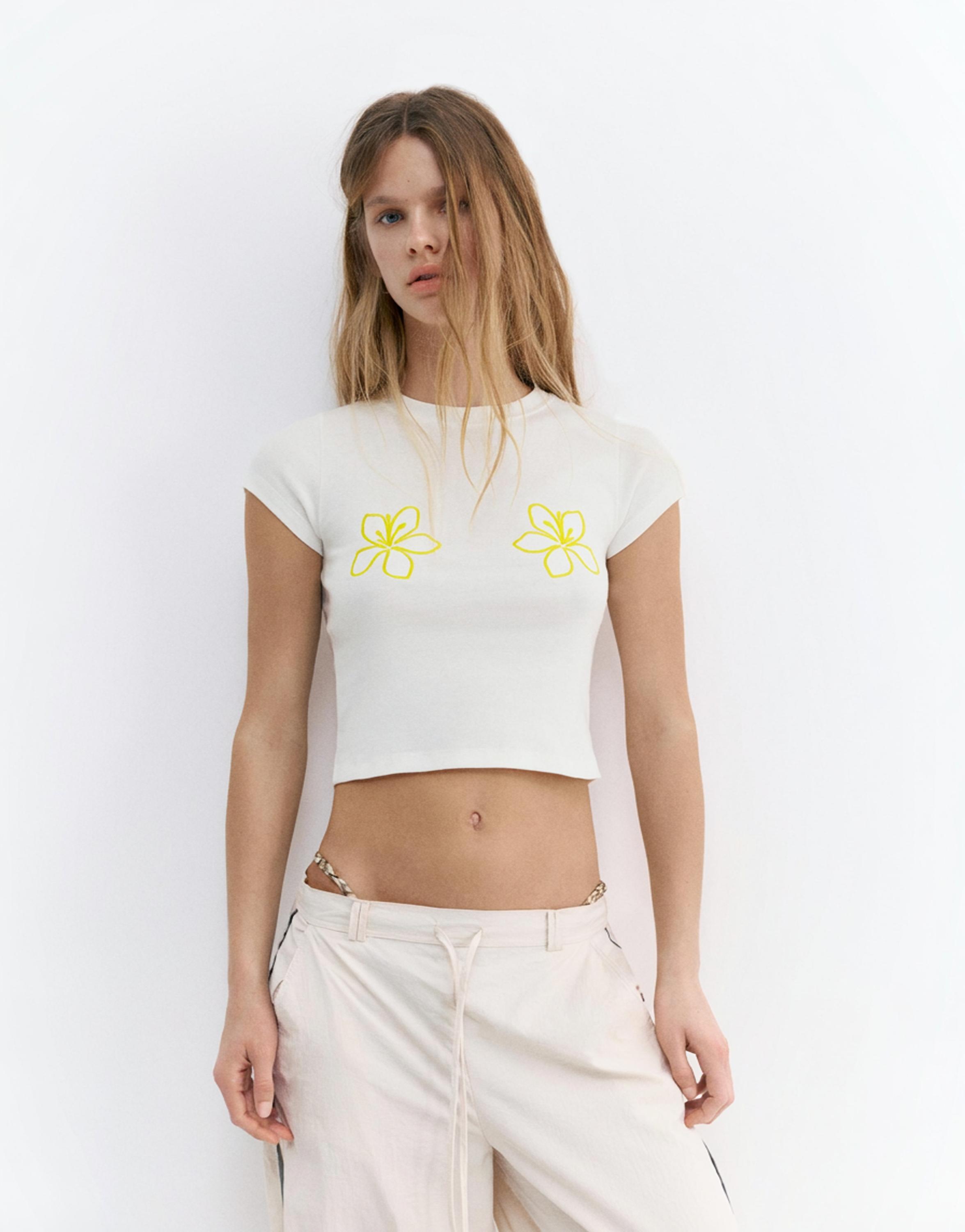 Floral graphic T-shirt — Ice