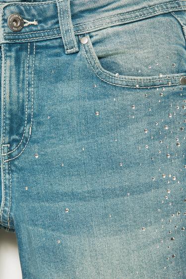 Rhinestone boot-cut jeans — Greenish blue 7