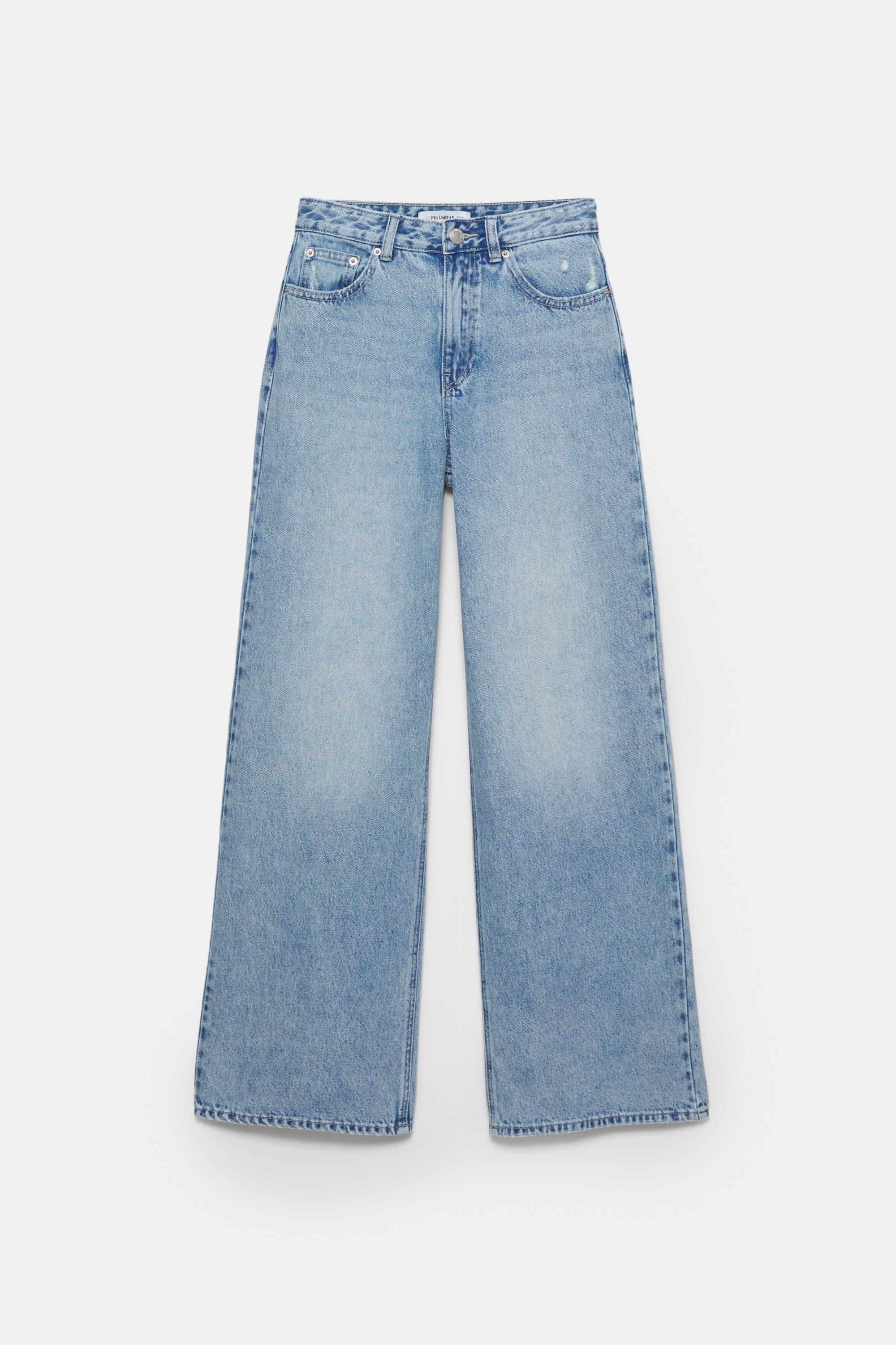 High-waist wide-leg jeans — Sky blue